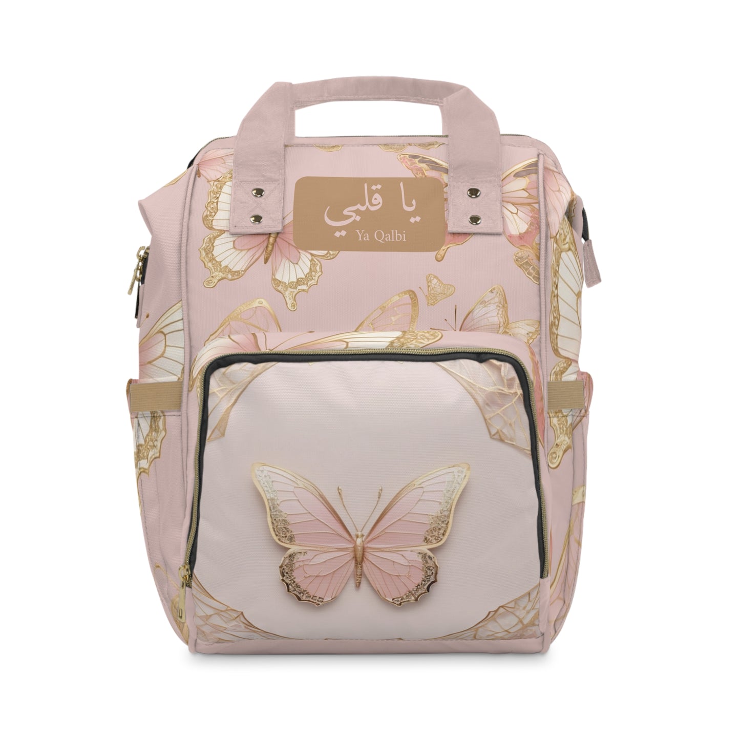 Girls Diaper Bag "Ya Qalbi" Oh My Heart Personalized Arabic Diaper Backpack