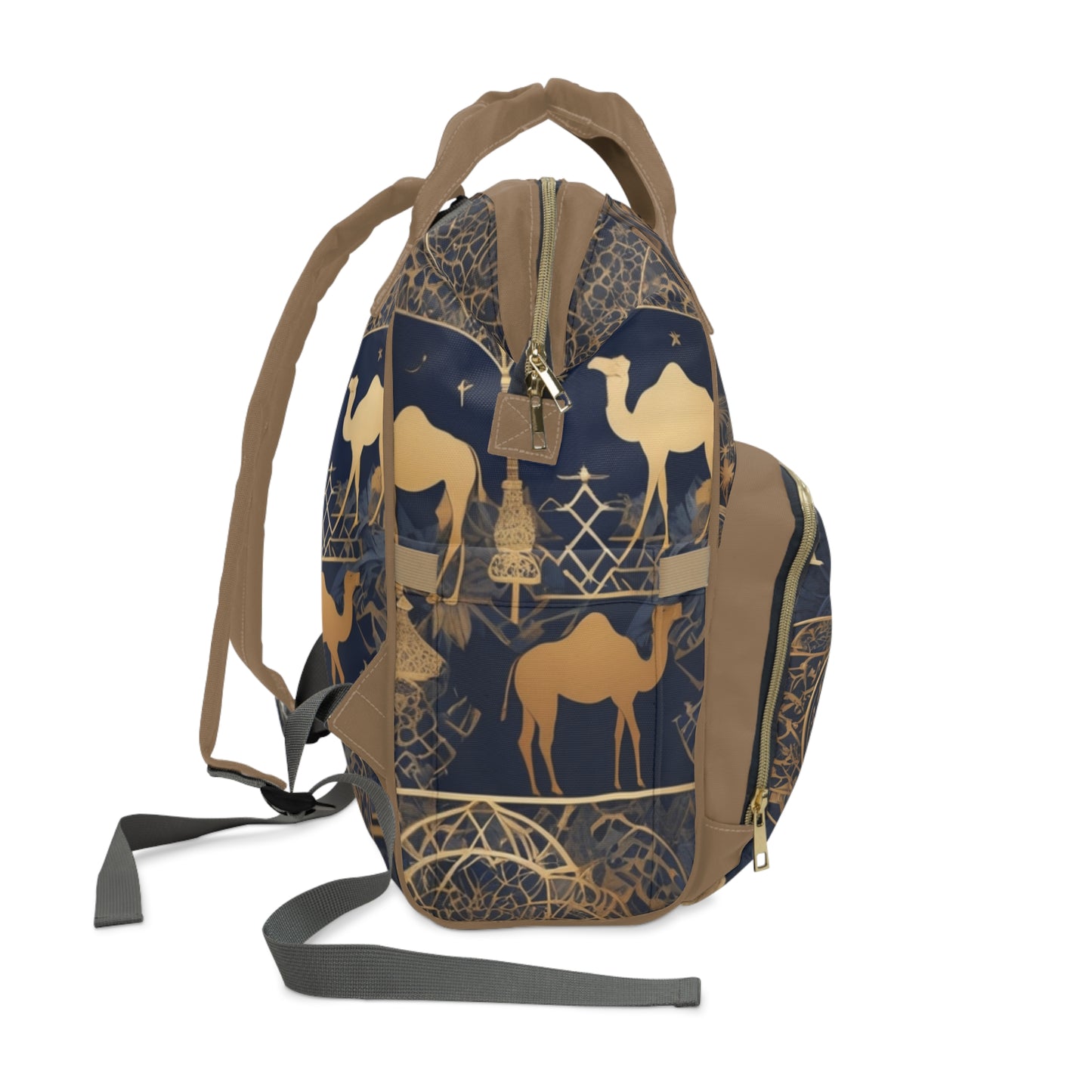 Boys Diaper Bag Personalized Arabic Baby Bag Amiri Al Saghir My Little Prince Gold and Navy Camel Design