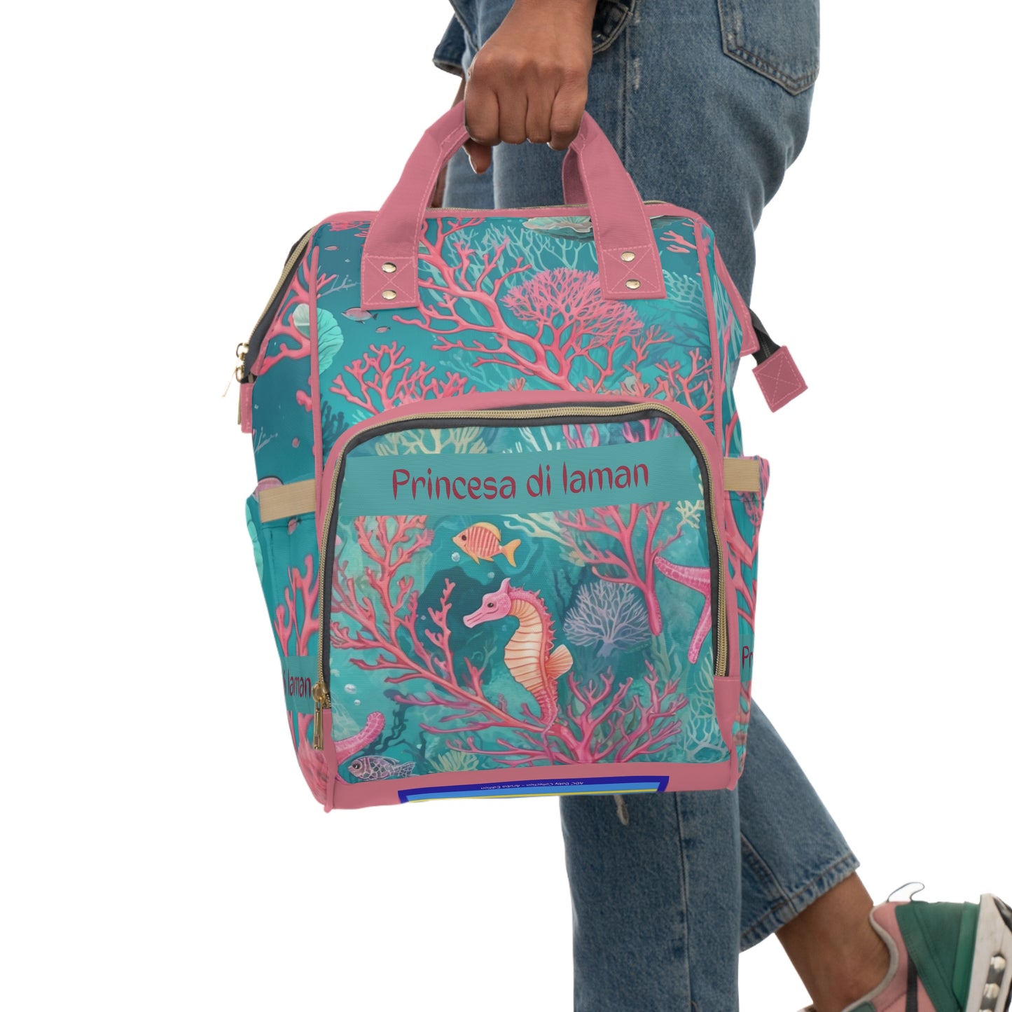Girls Diaper Bag Personalized Aruba Baby Bag Coral Reef Seahorse Ocean Waterproof Backpack