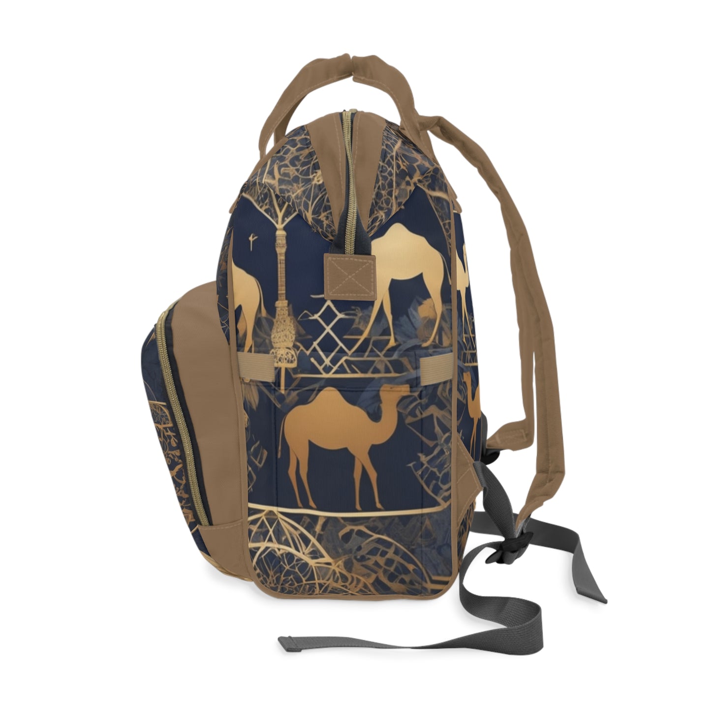 Boys Diaper Bag Personalized Arabic Baby Bag Amiri Al Saghir My Little Prince Gold and Navy Camel Design