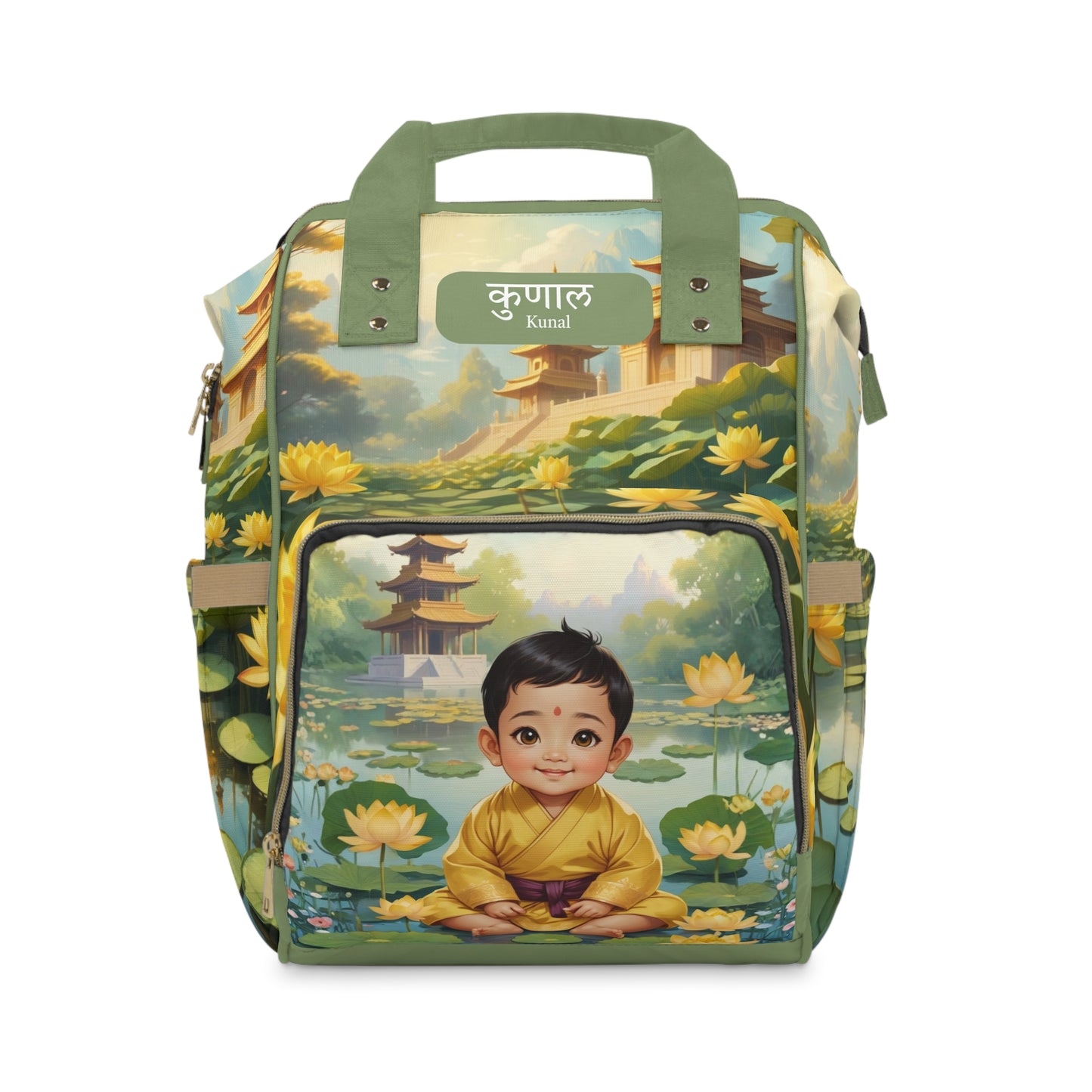 Kunal India Baby Bag – Personalized Lotus & Temple Design