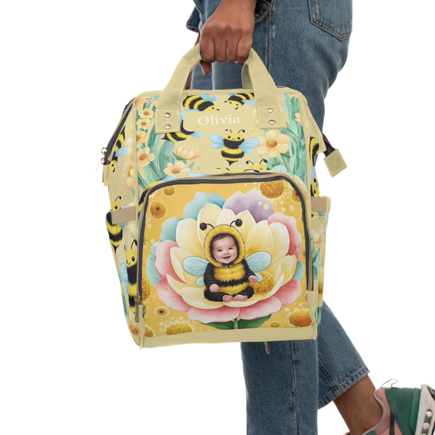Olivia Bee Dreamer Baby Bag π Personalized Yellow Diaper Bag