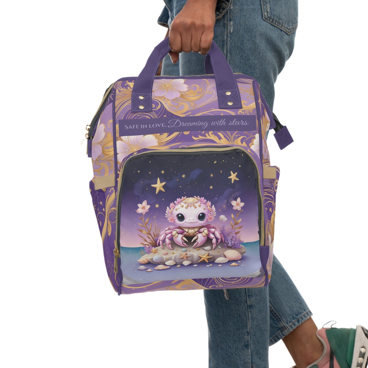 Girls Zodiac Backpack Cancer | Personalized Baby Girl Bag with Crab & Zodiac Quote | Unique Astrology Baby Shower Gift