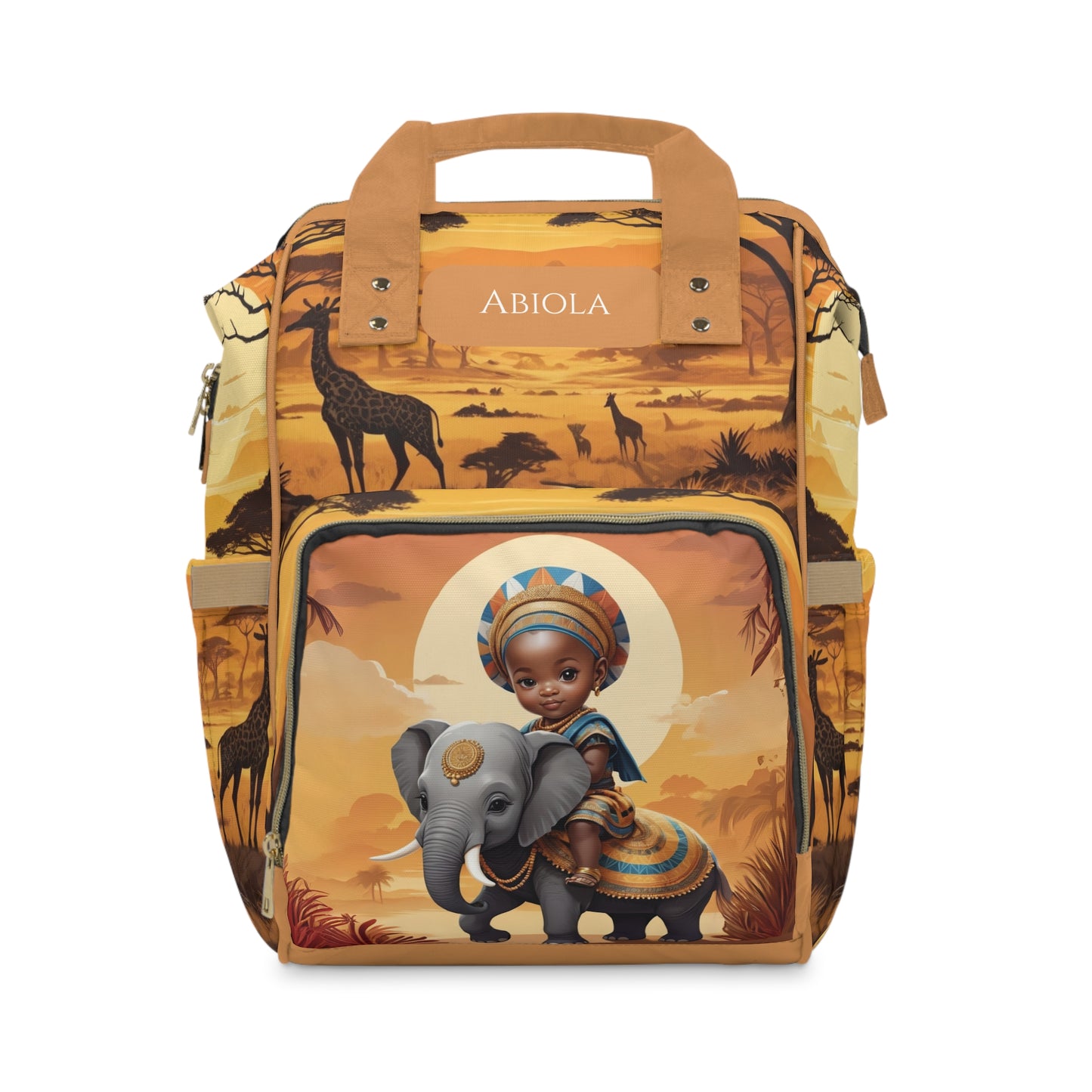 Girl Diaper Bag – Yoruba Princess Safari Edition | Personalized African Baby Backpack