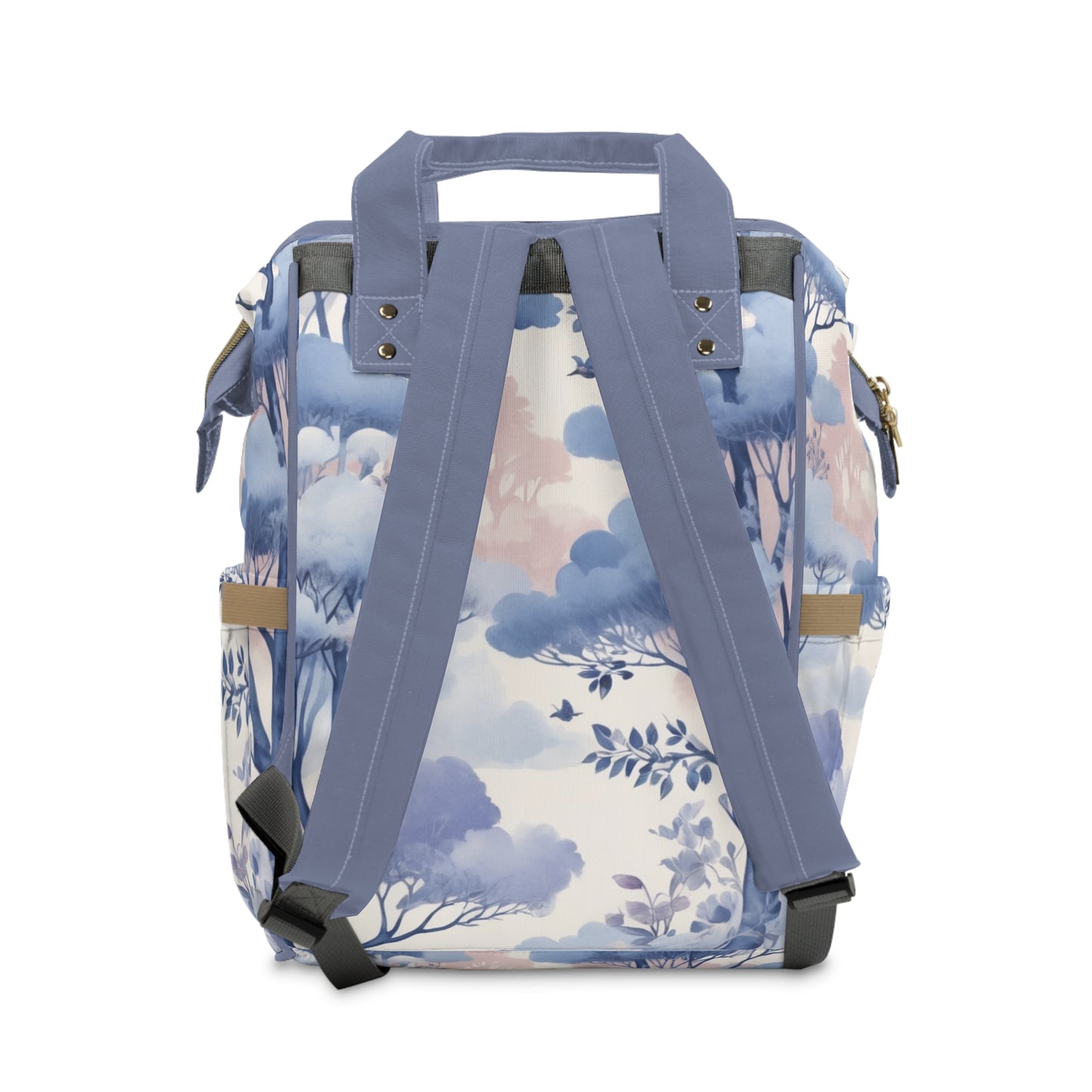 Girls Diaper Bag Backpack | Personalized Owl Design | Delft Blue Inspired Baby Bag with Pastel Accents | Unique Baby Shower Gift