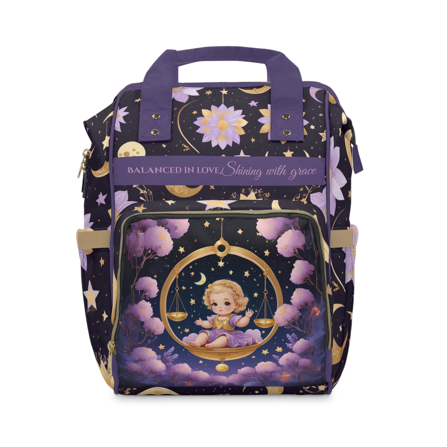 Girls Zodiac Backpack Libra | Personalized Baby Girl Bag with Scales & Zodiac Quote | Unique Astrology Baby Shower Gift