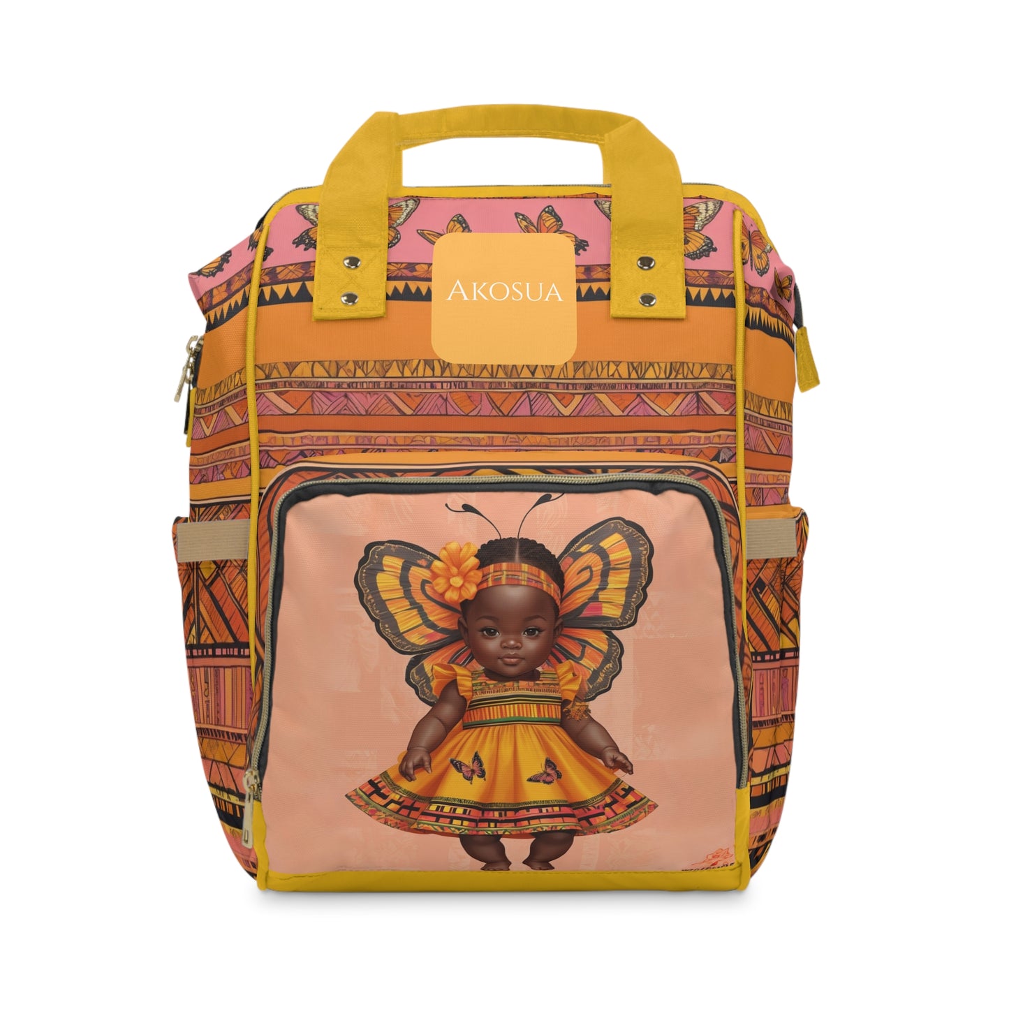 Girl Diaper Bag – Ghanaian Kente Butterfly Princess Edition