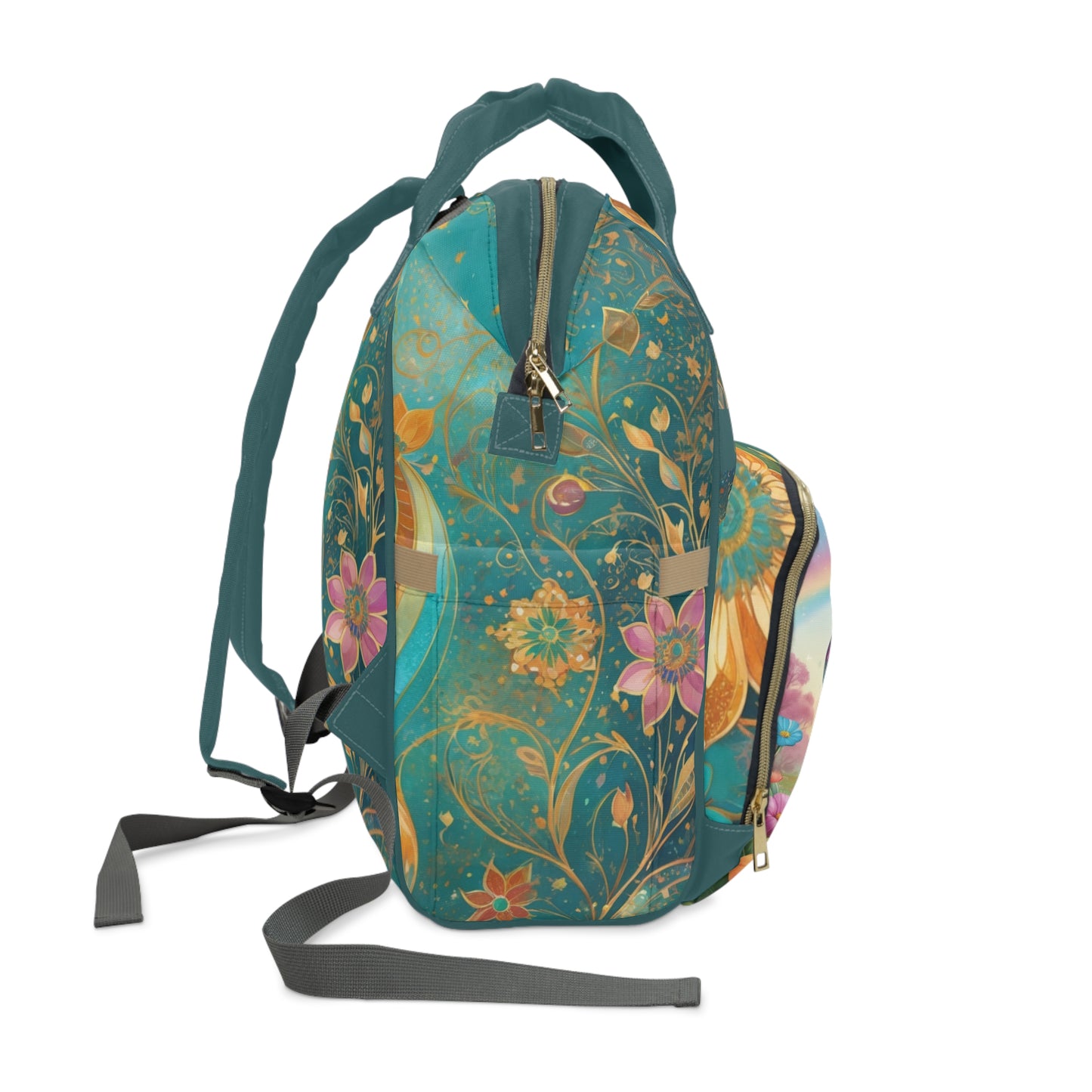 Girls Diaper Bag Personalized Persian | Baby Girl Backpack with Farsi Rainbow and Elephant Design | Unique Cultural Baby Shower Gift