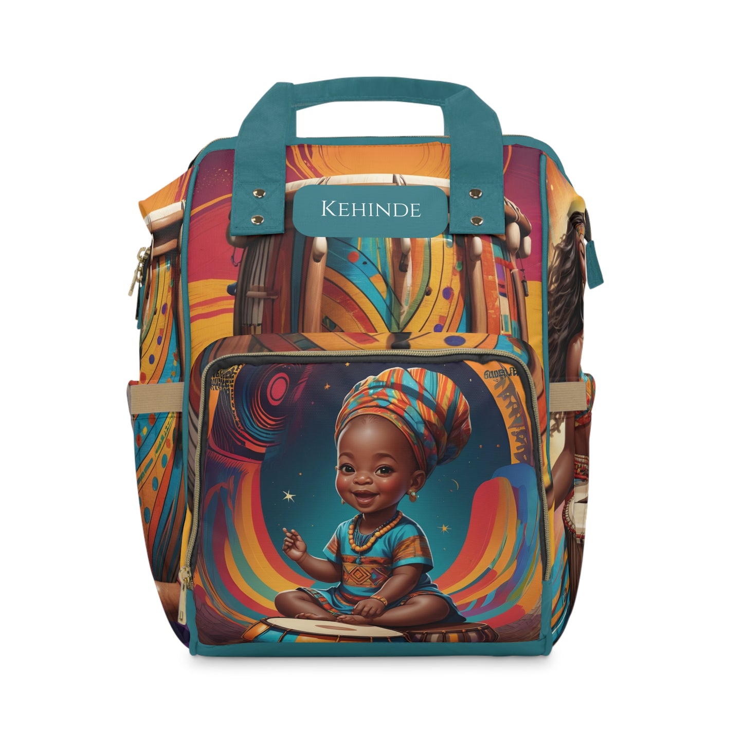 Girls African Diaper Bag – Yoruba Drum Princess Kehinde