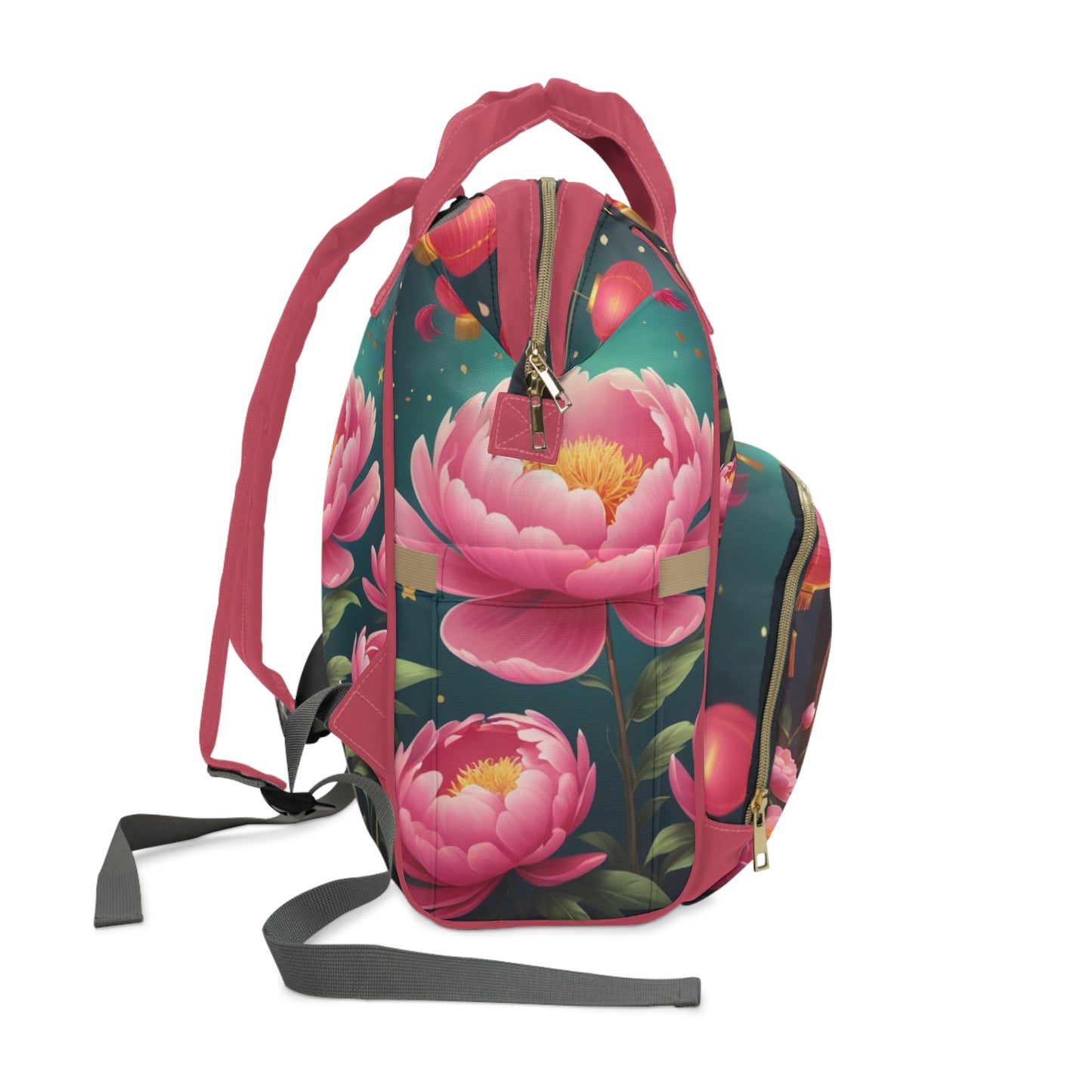 Girls Diaper Bag Personalized | Chinese Panda & Peony Baby Bag