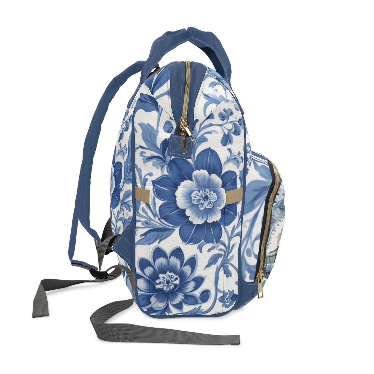 Boys Diaper Bag – Delft Blue Train Edition | Personalized Baby Backpack