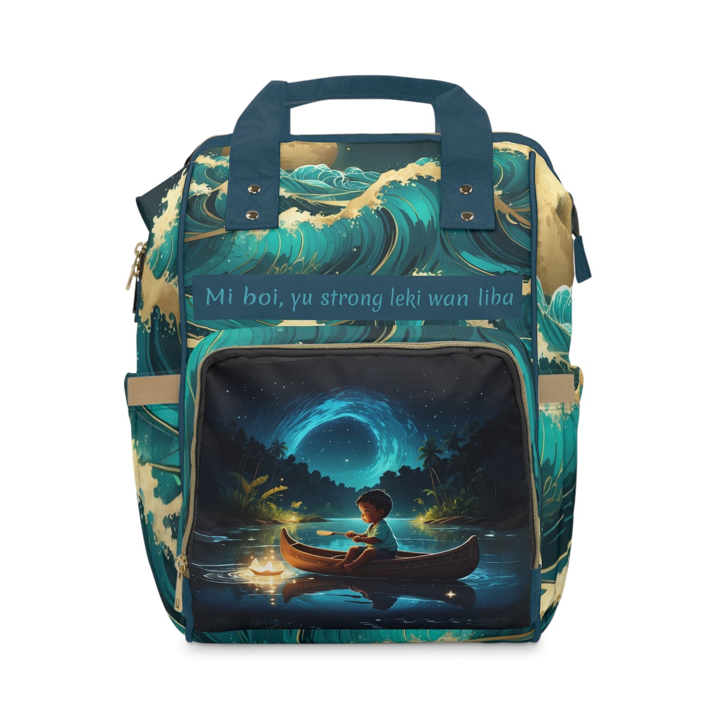 Boys Backpack Surinamese | Personalized Baby Boy Bag with River Canoe & Cultural Quote | Unique Suriname Baby Shower Gift