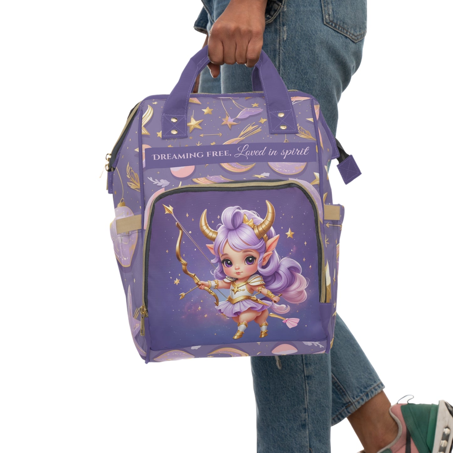 Girls Zodiac Backpack Sagittarius | Personalized Baby Girl Bag with Centaur & Zodiac Quote | Unique Astrology Baby Shower Gift