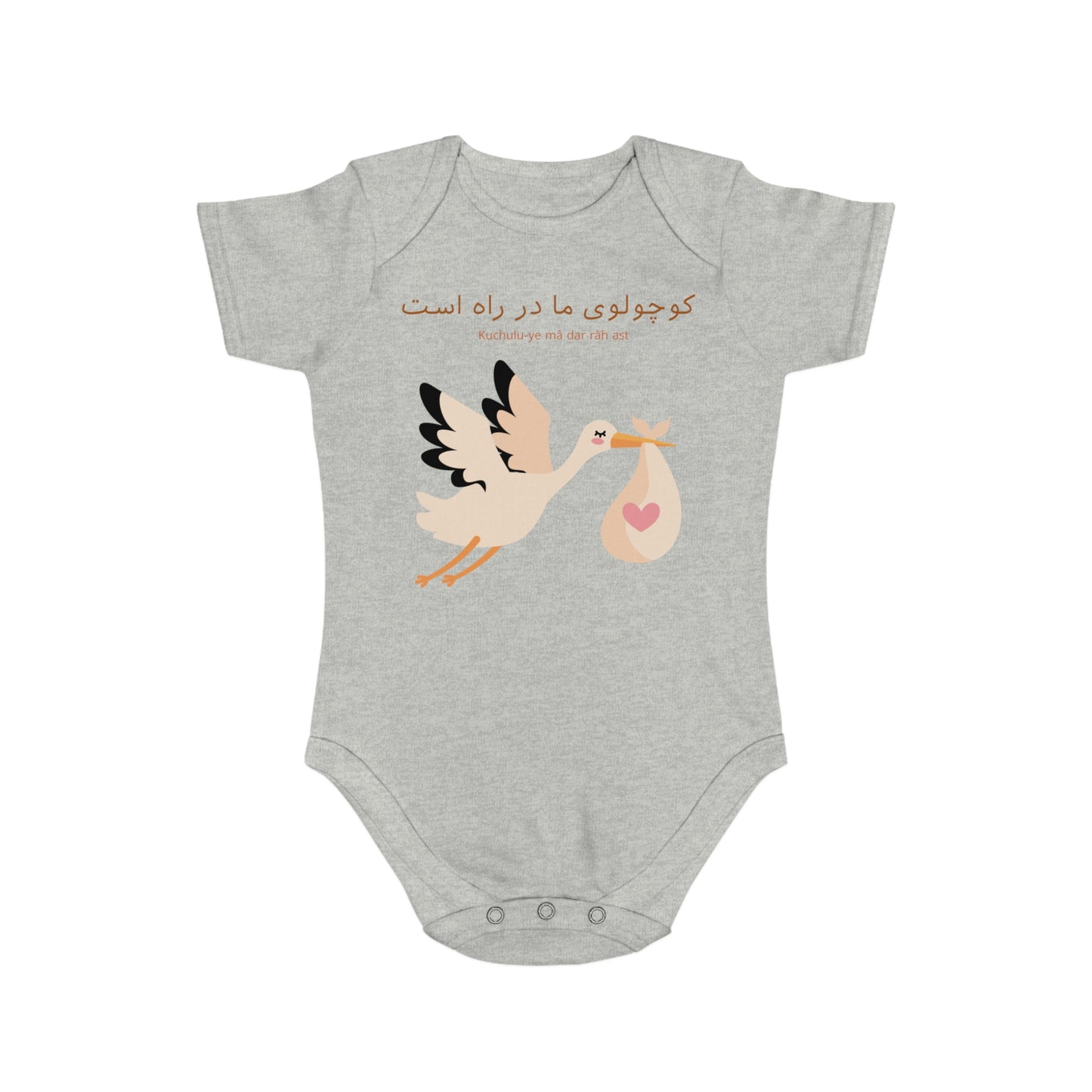 Persian Baby Reveal Romper – Stork Design Announcement
