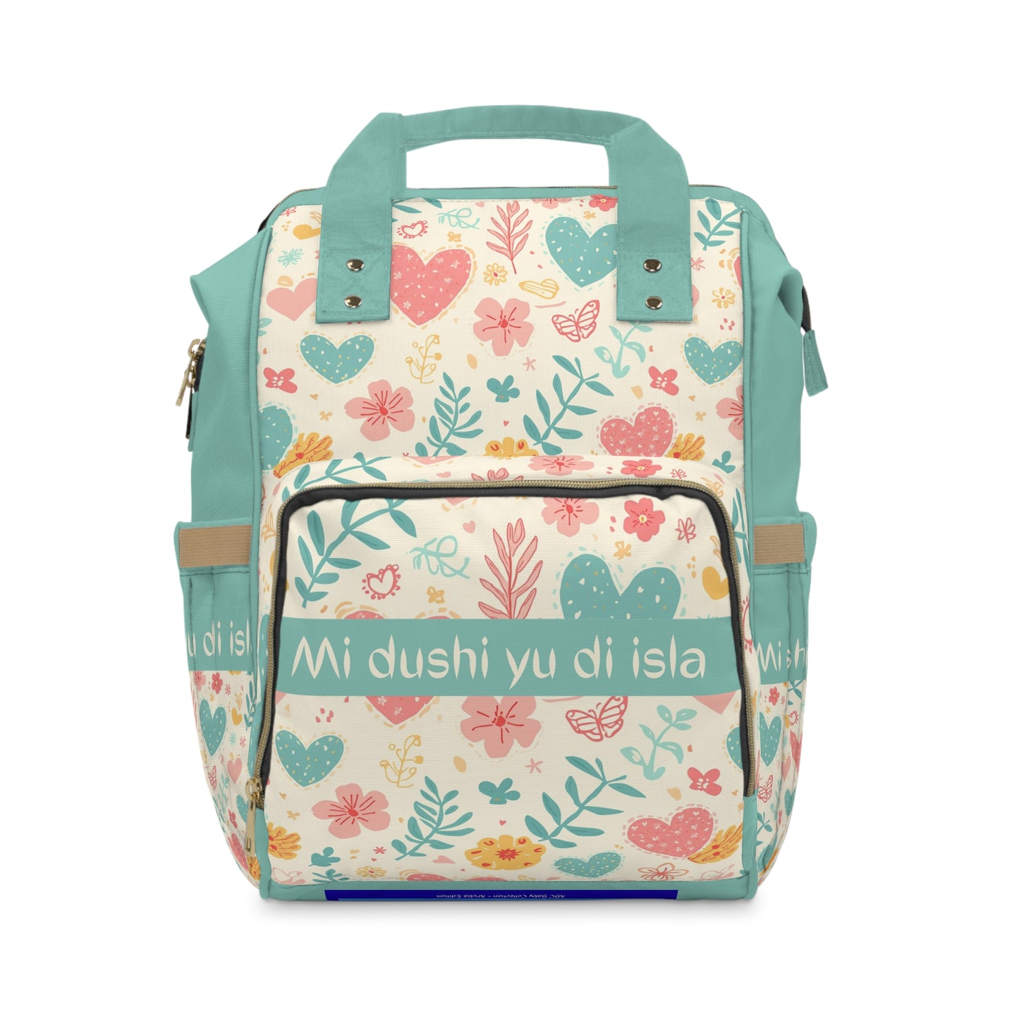 Girls Diaper Bag Personalized Aruba Tropical Baby Bag Pastel Hearts Island Love Waterproof Backpack