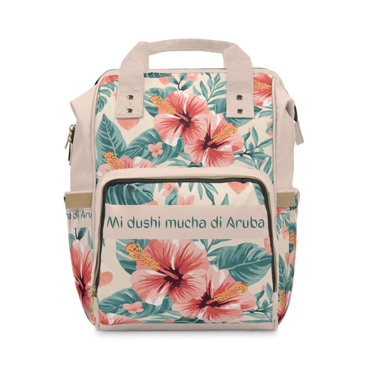 Girls Diaper Bag Personalized Aruba Baby Bag Tropical Hibiscus Waterproof Backpack