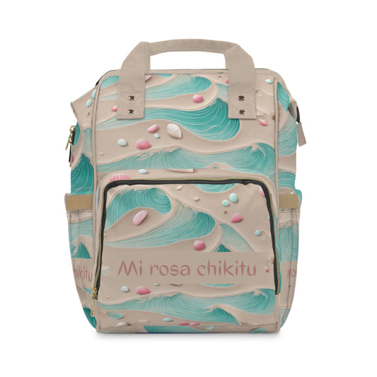 Girls Diaper Bag Personalized Ocean Baby Bag Wave and Seashell Waterproof Backpack
