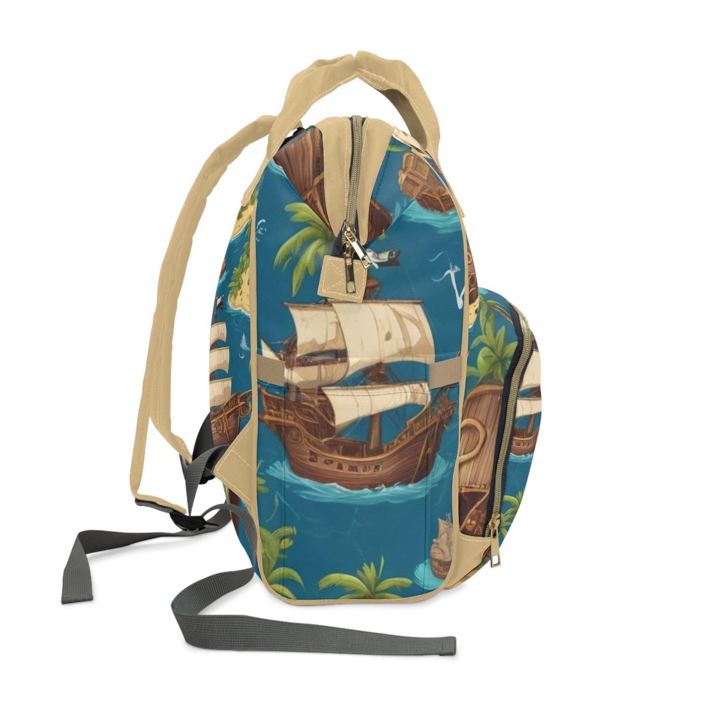 Boys Diaper Bag Backpack Pirate Ship Ocean Theme Waterproof Baby Bag