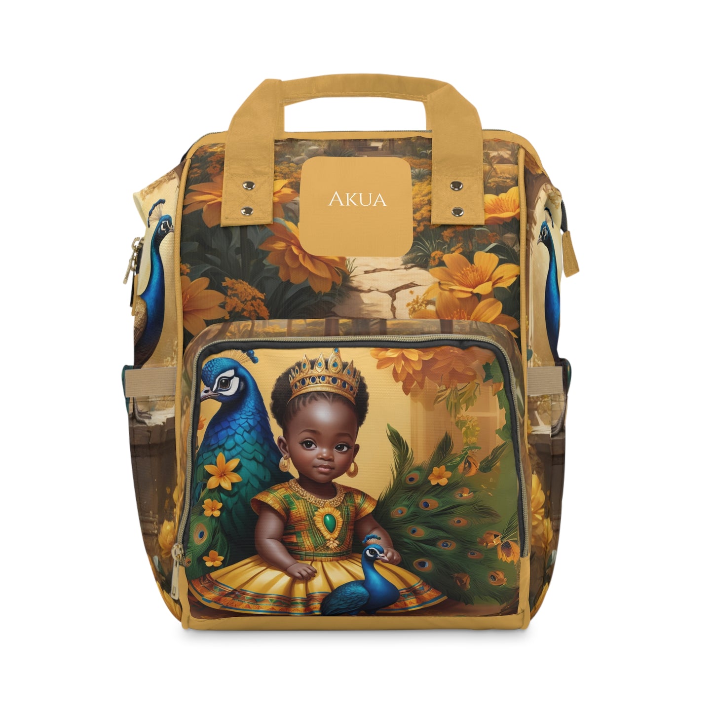 Girl Diaper Bag – Ghanaian Kente Peacock Princess Edition