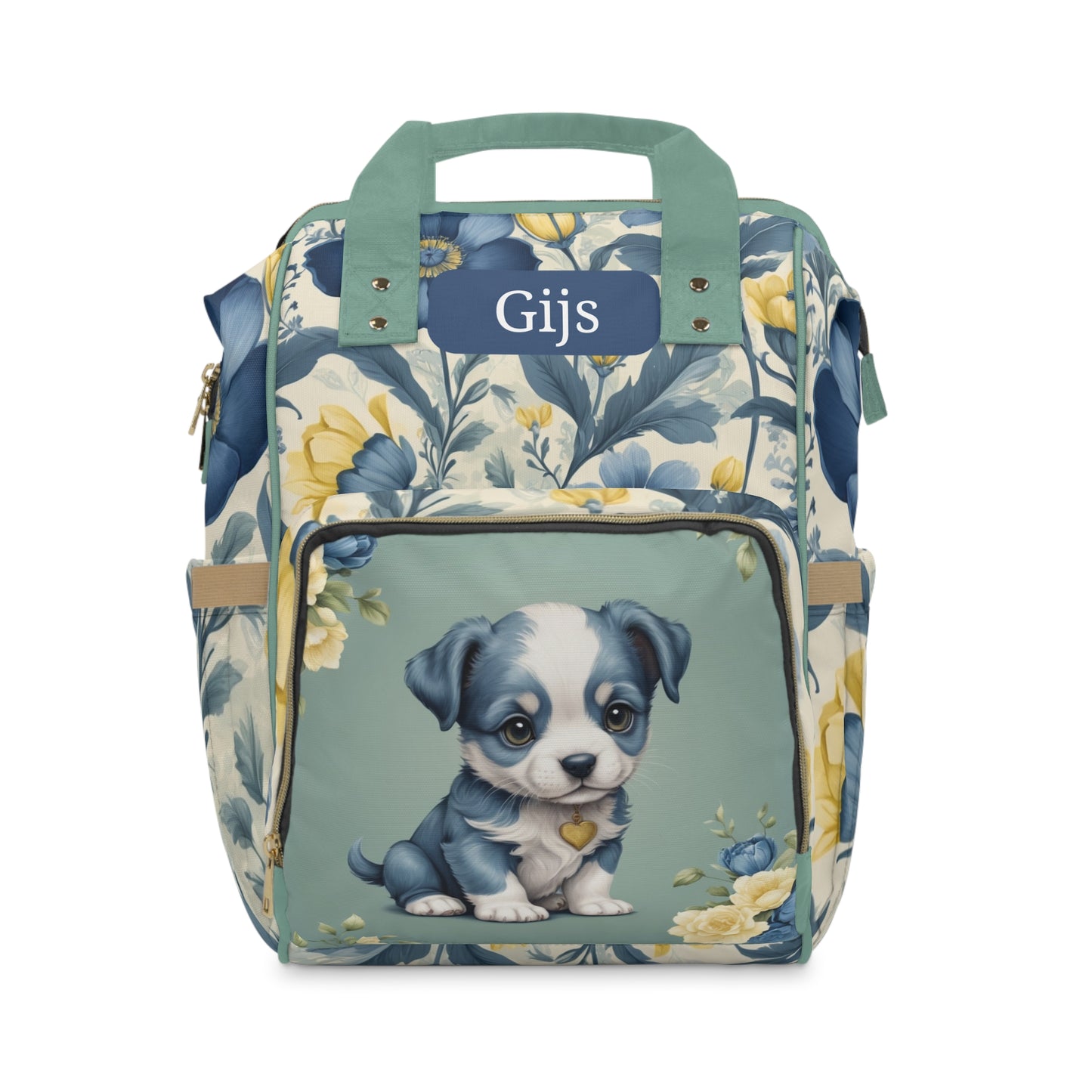 Boys Diaper Bag – Delft Blue Puppy Edition | Personalized Baby Backpack