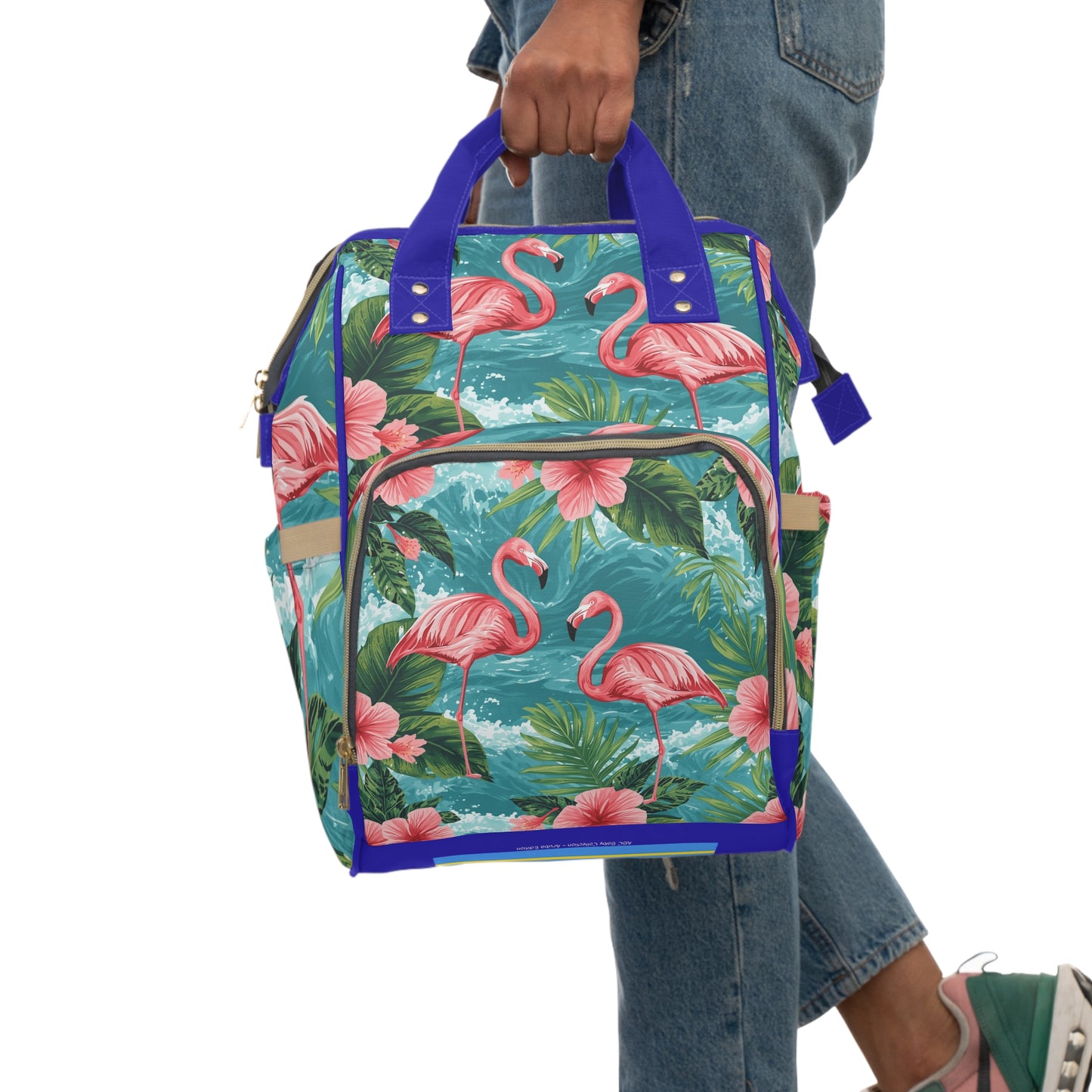 Girls Diaper Bag Personalized Aruba Tropical Baby Bag Pink Flamingo Waterproof Backpack