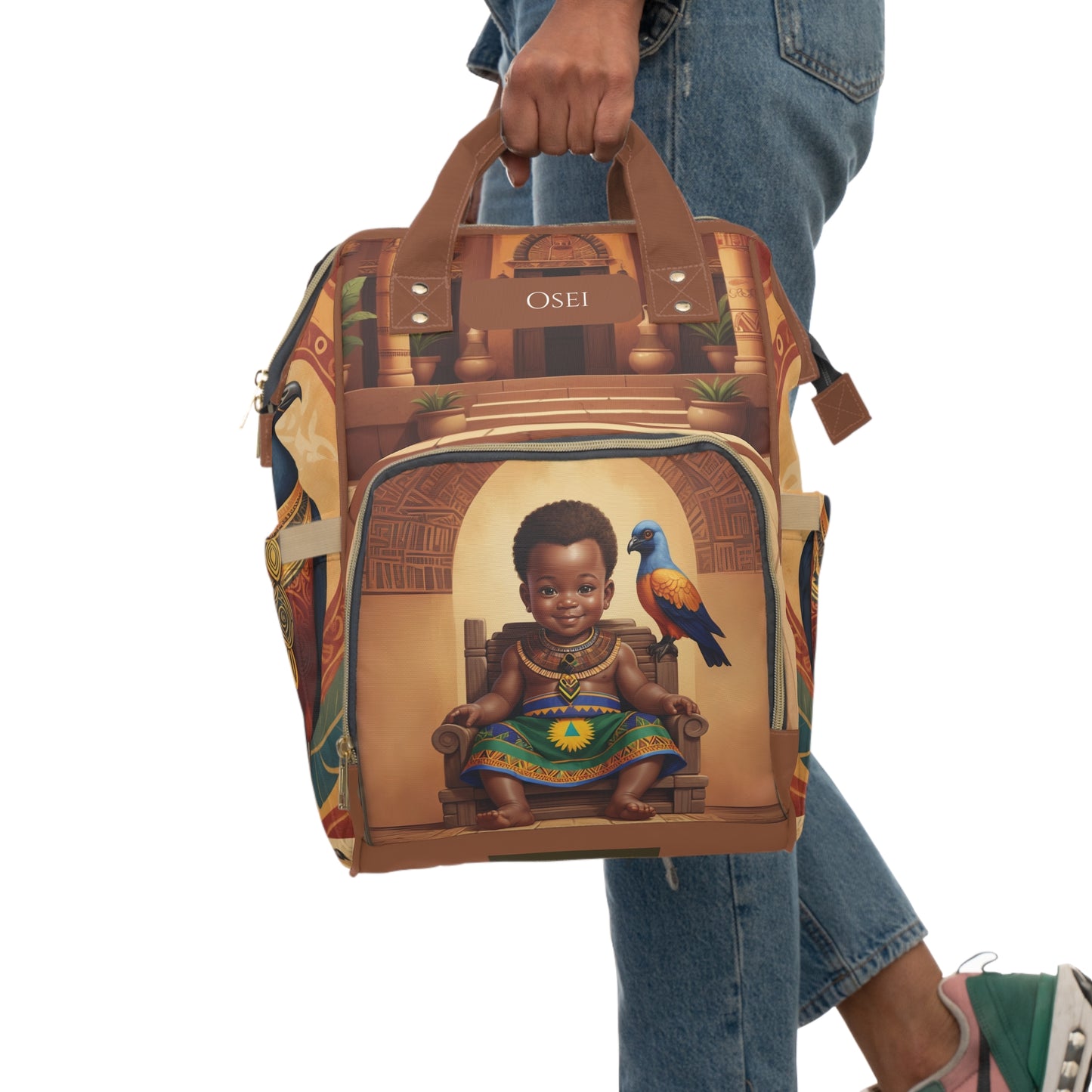 Boys Ghanaian Kente – Sankofa Warrior Prince Diaper Bag (Osei Edition)