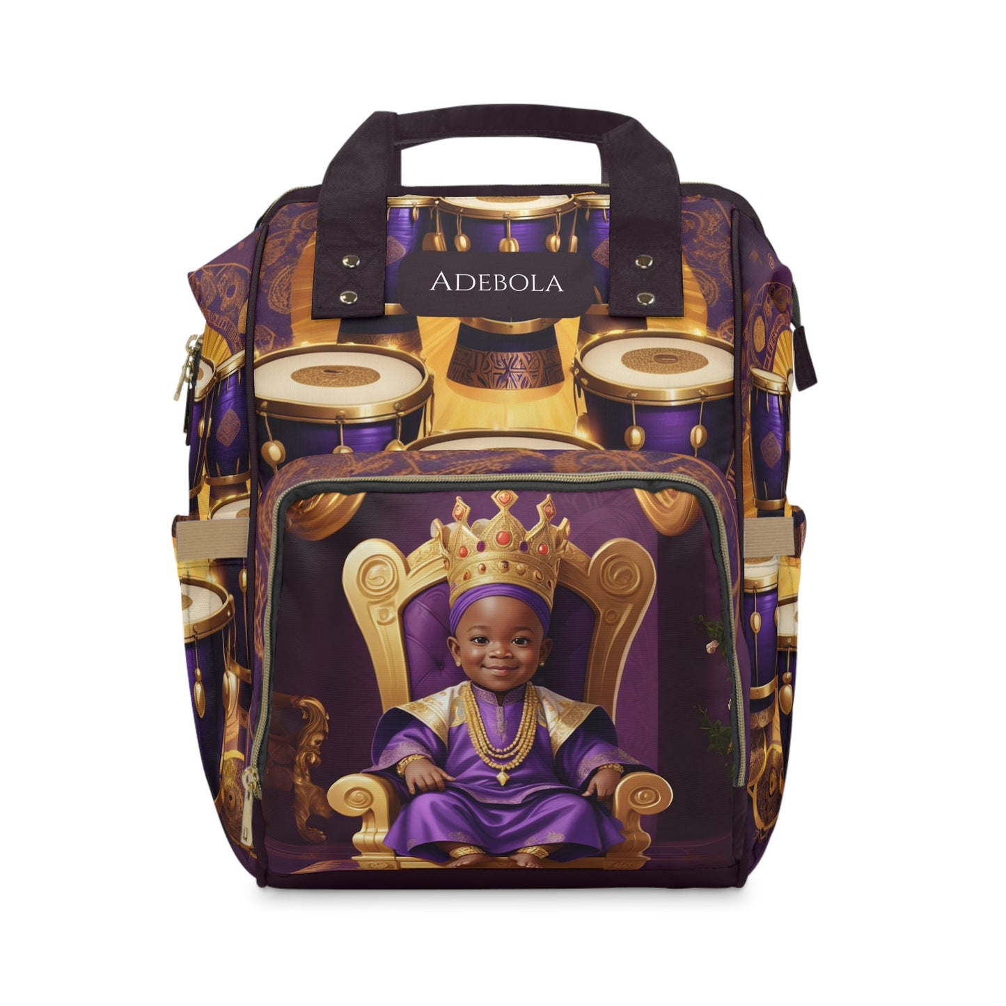 Adebola Yoruba Boys Diaper Bag – Royal Purple & Gold