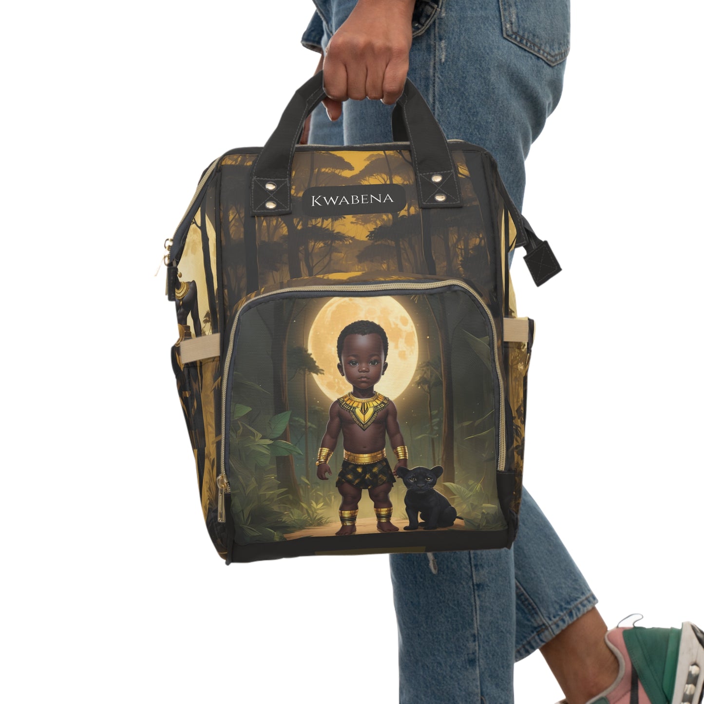 Boys Ghanaian Kente – Black Panther Prince Diaper Bag (Kwabena Edition)