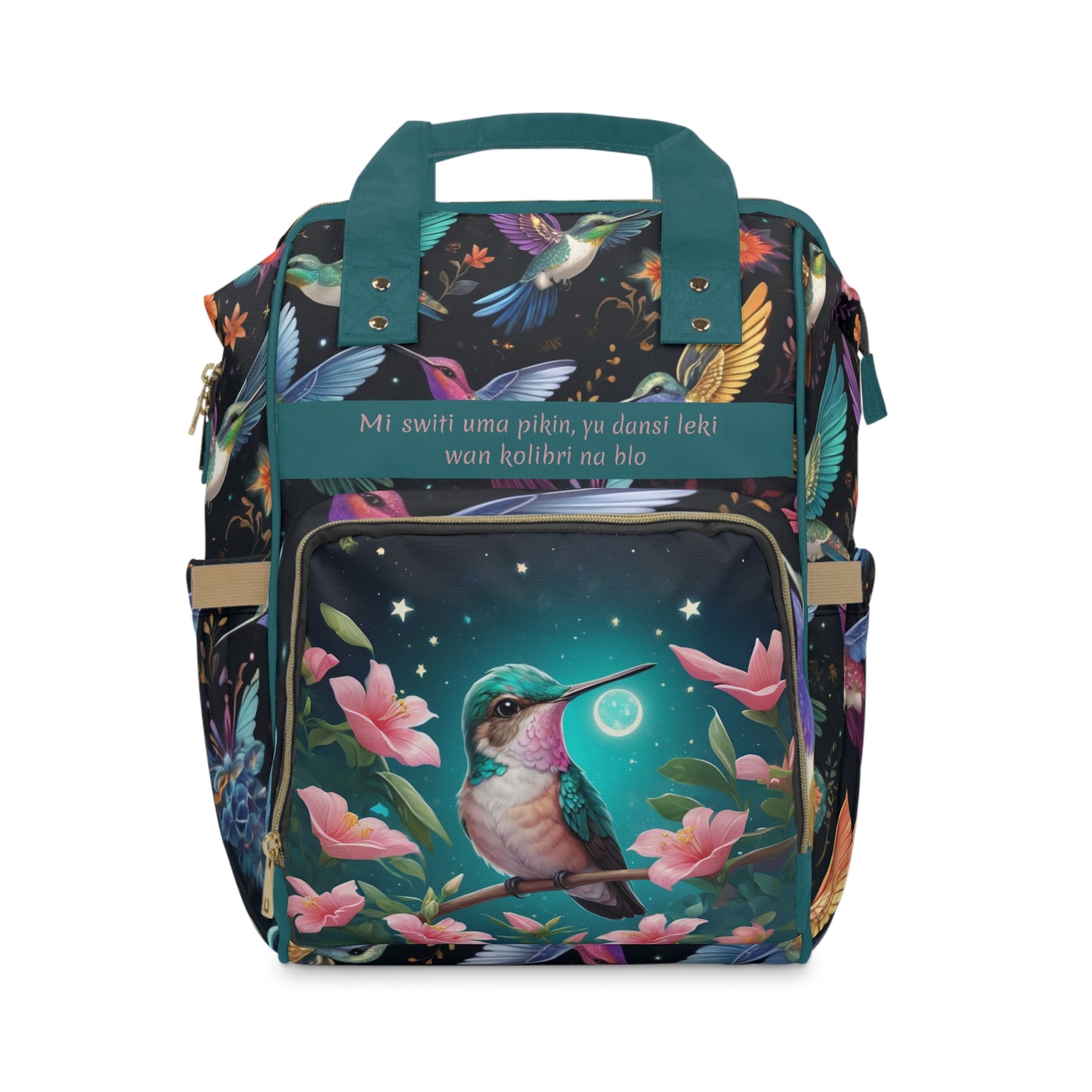 Girls Surinamese Backpack | Personalized Baby Girl Bag with Hummingbird & Floral Quote | Unique Cultural Baby Shower Gift