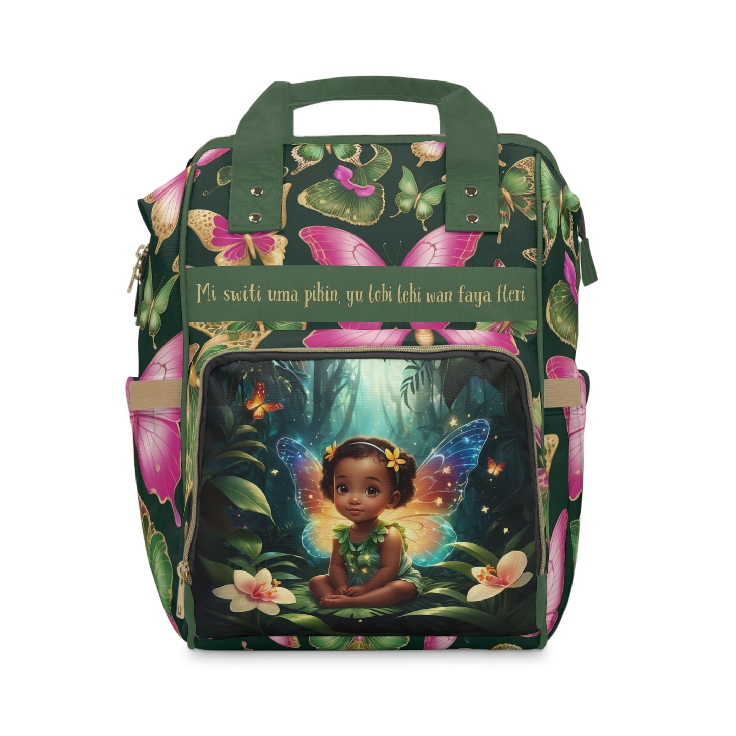 Girls Surinamese Backpack | Personalized Baby Girl Bag with Butterfly Fairy & Quote | Unique Cultural Baby Shower Gift
