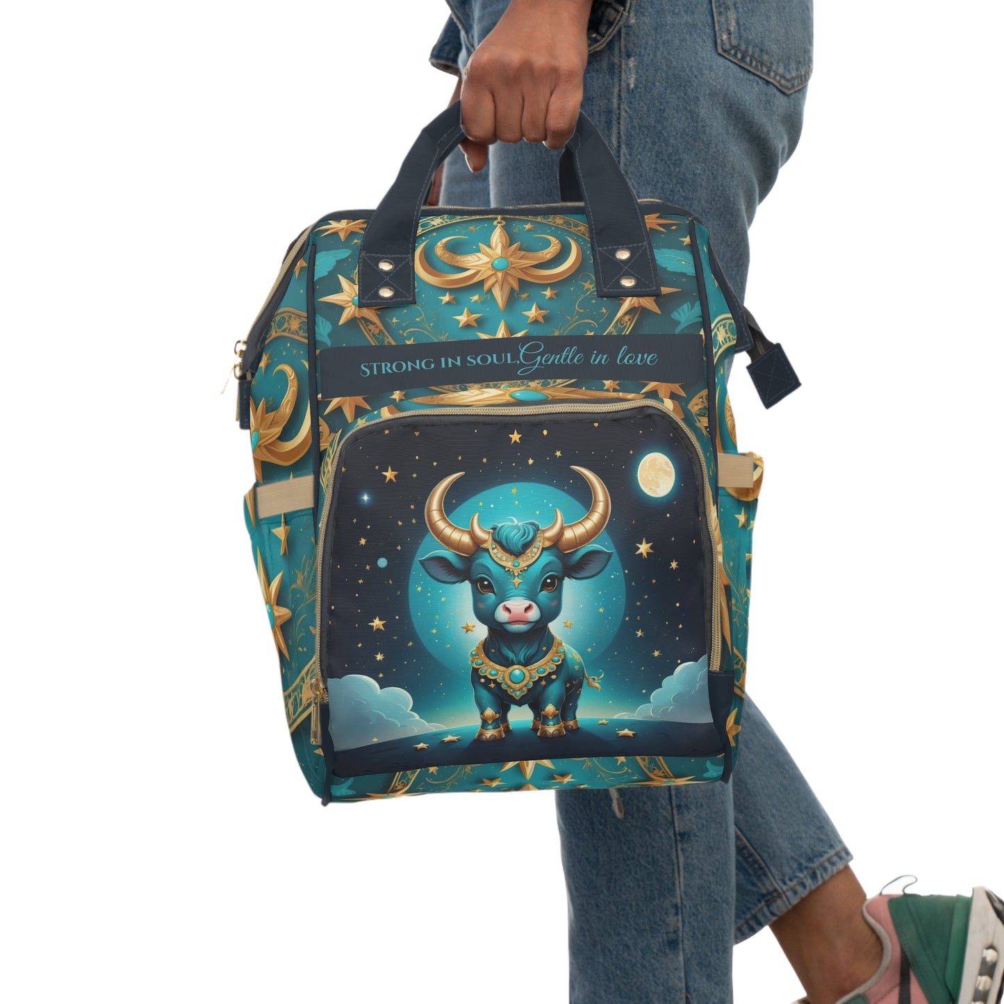 Boys Zodiac Backpack Taurus | Personalized Baby Boy Bag with Taurus Bull & Zodiac Quote | Unique Astrology Baby Shower Gift