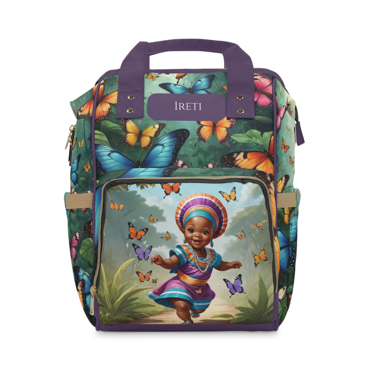 Girls African Diaper Bag – Yoruba Butterfly Princess Ireti