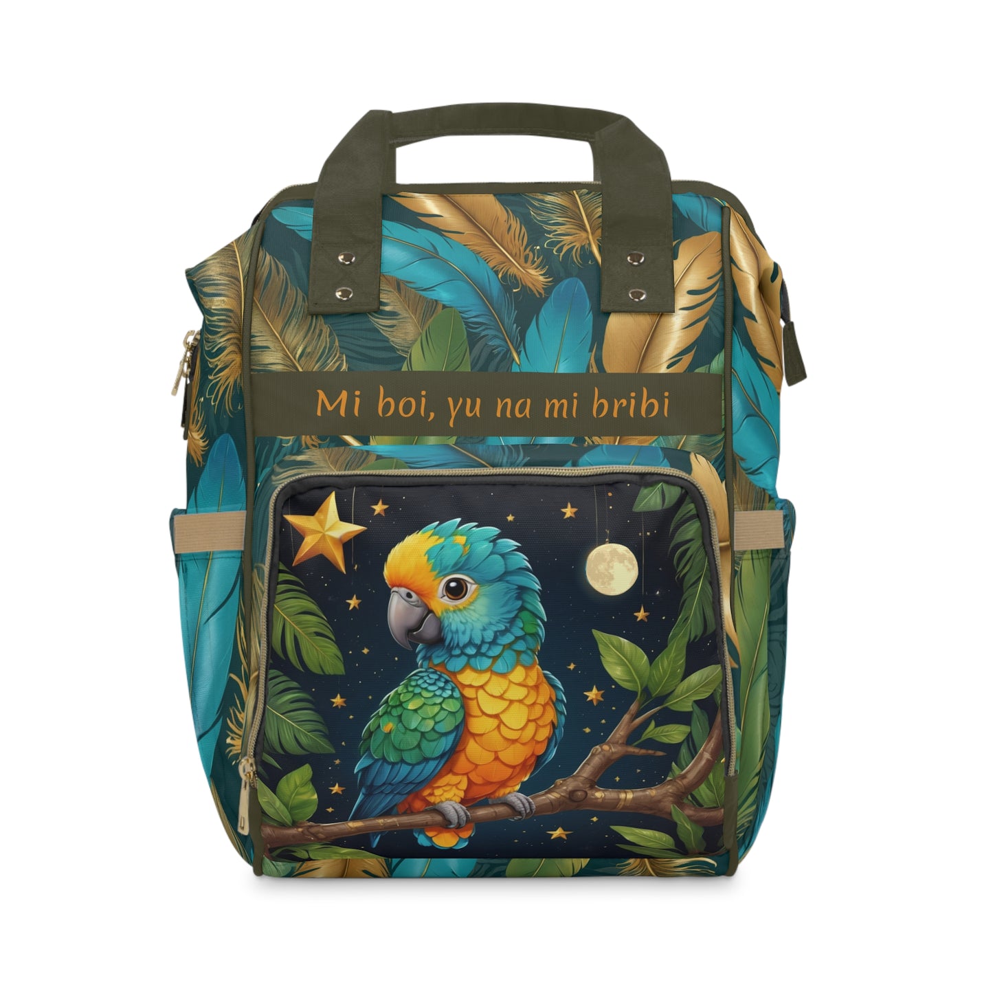 Boys Surinamese Backpack | Personalized Baby Boy Bag with Parrot & Pride Quote | Unique Cultural Baby Shower Gift