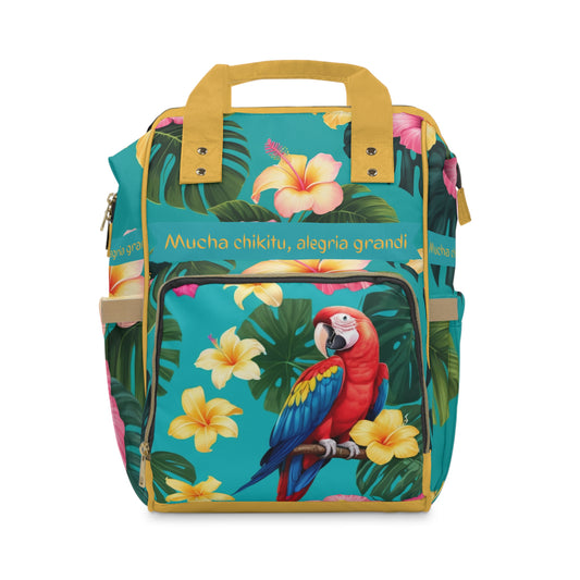 Girls Diaper Bag Personalized Aruba Baby Bag Tropical Parrot Hibiscus Waterproof Backpack