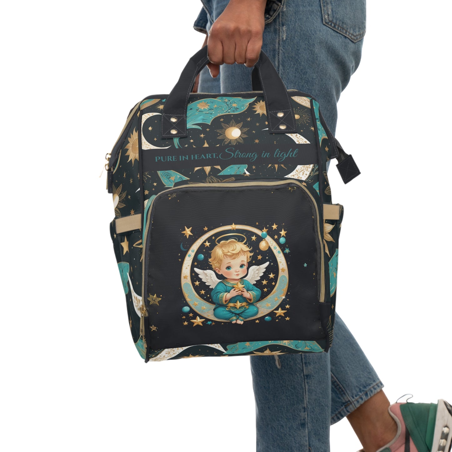 Boys Zodiac Backpack Virgo | Personalized Baby Boy Bag with Angel & Moon Design | Unique Astrology Baby Shower Gift