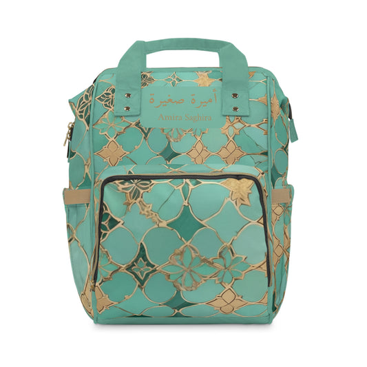 Girls Diaper Bag Personalized Arabic Baby Bag Amira Saghira Little Princess Teal Gold Mosaic