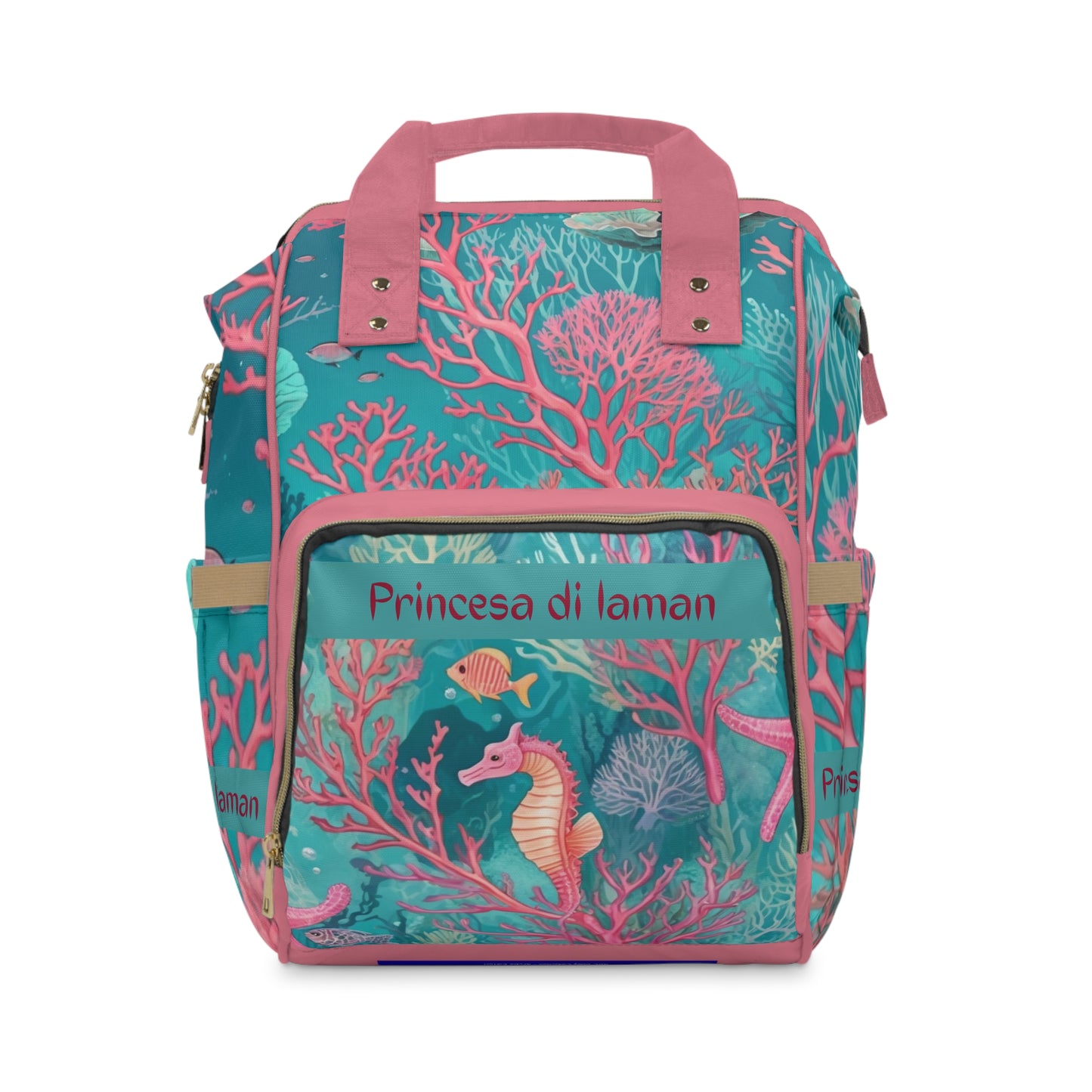 Girls Diaper Bag Personalized Aruba Baby Bag Coral Reef Seahorse Ocean Waterproof Backpack