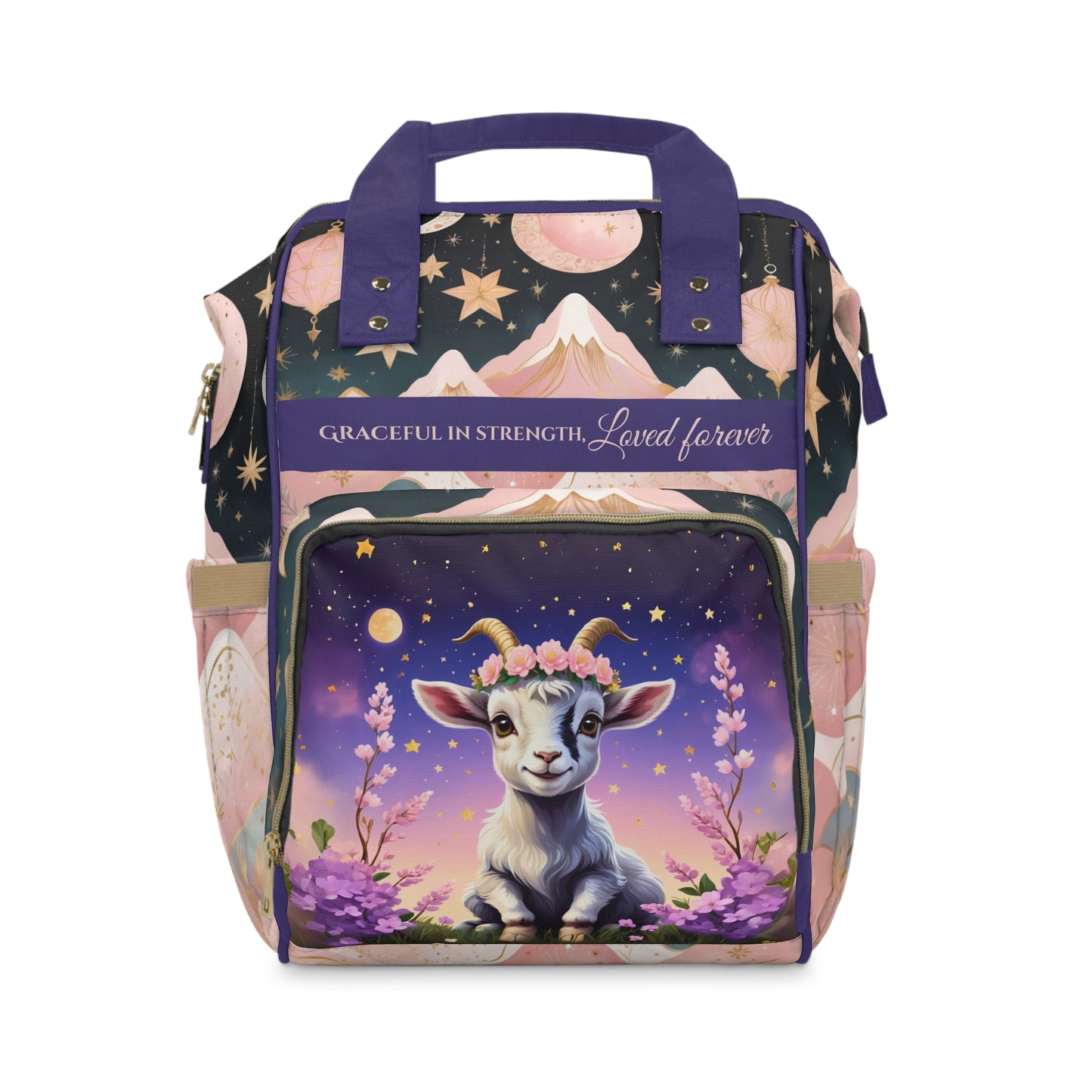 Girls Zodiac Backpack Capricorn | Personalized Baby Girl Bag with Goat & Zodiac Quote | Unique Astrology Baby Shower Gift