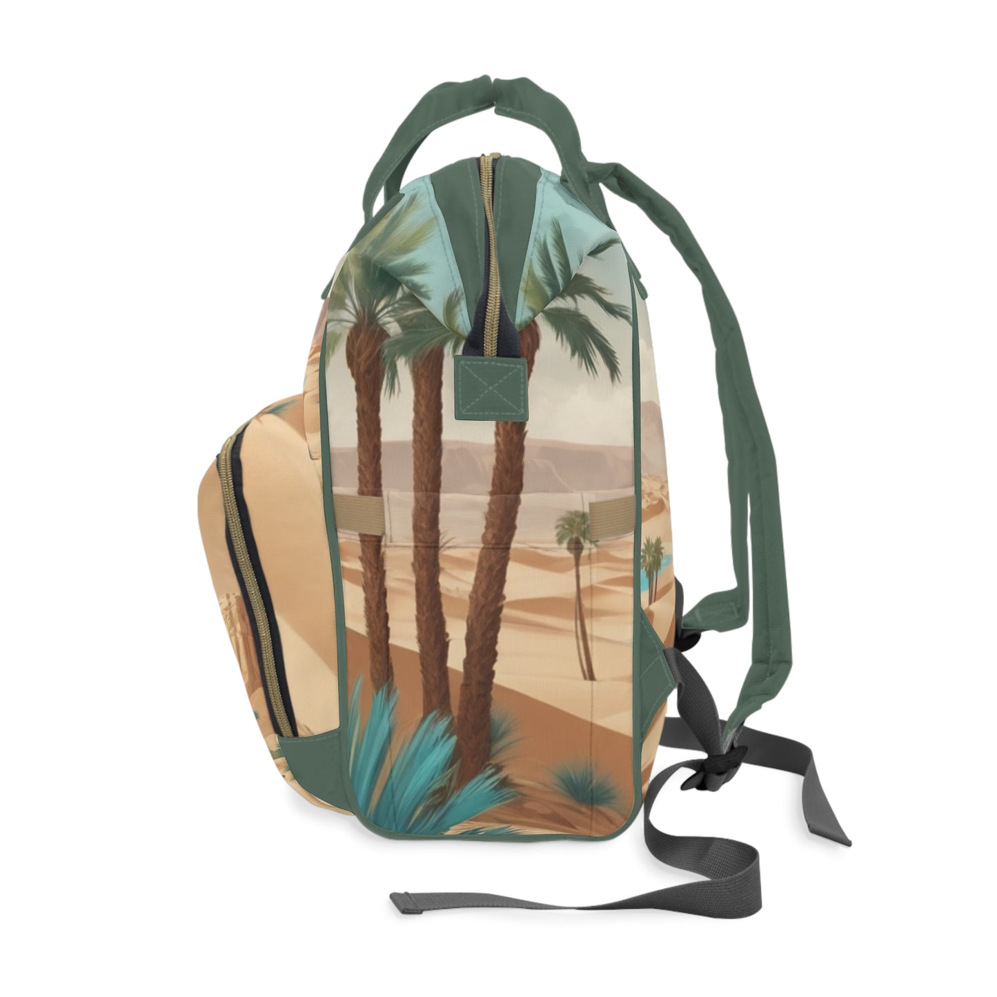 Boys Diaper Bag Personalized Arabic Baby Bag Kanzi My Treasure Desert Oasis Teal and Sand Design