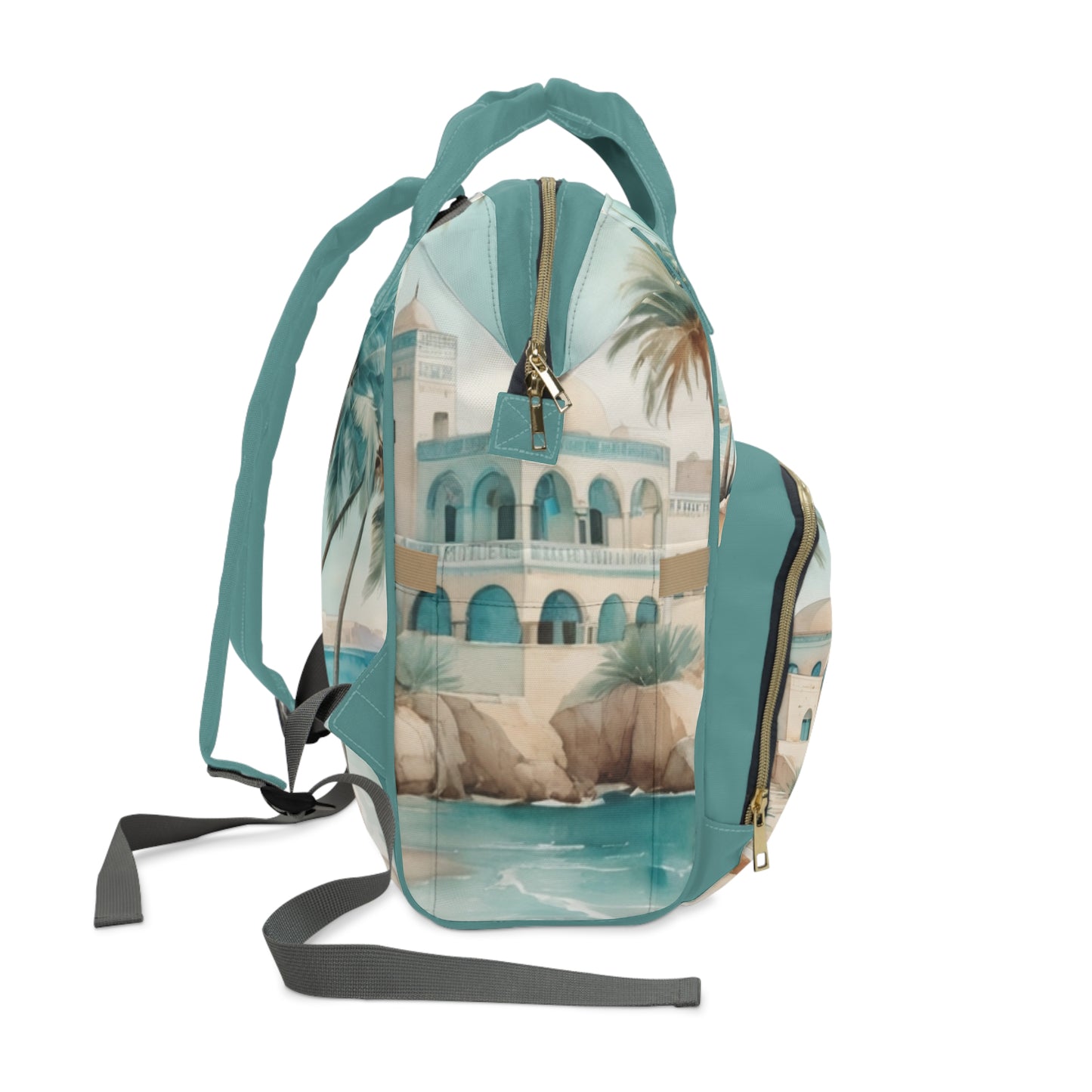 Boys Diaper Bag Personalized Arabic Baby Bag Fata Ahlami Boy of My Dreams Teal and Sand Oasis Design