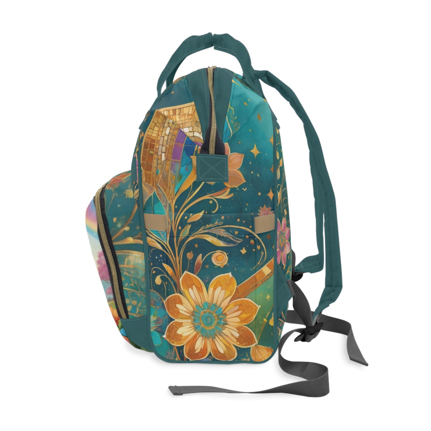 Girls Diaper Bag Personalized Persian | Baby Girl Backpack with Farsi Rainbow and Elephant Design | Unique Cultural Baby Shower Gift