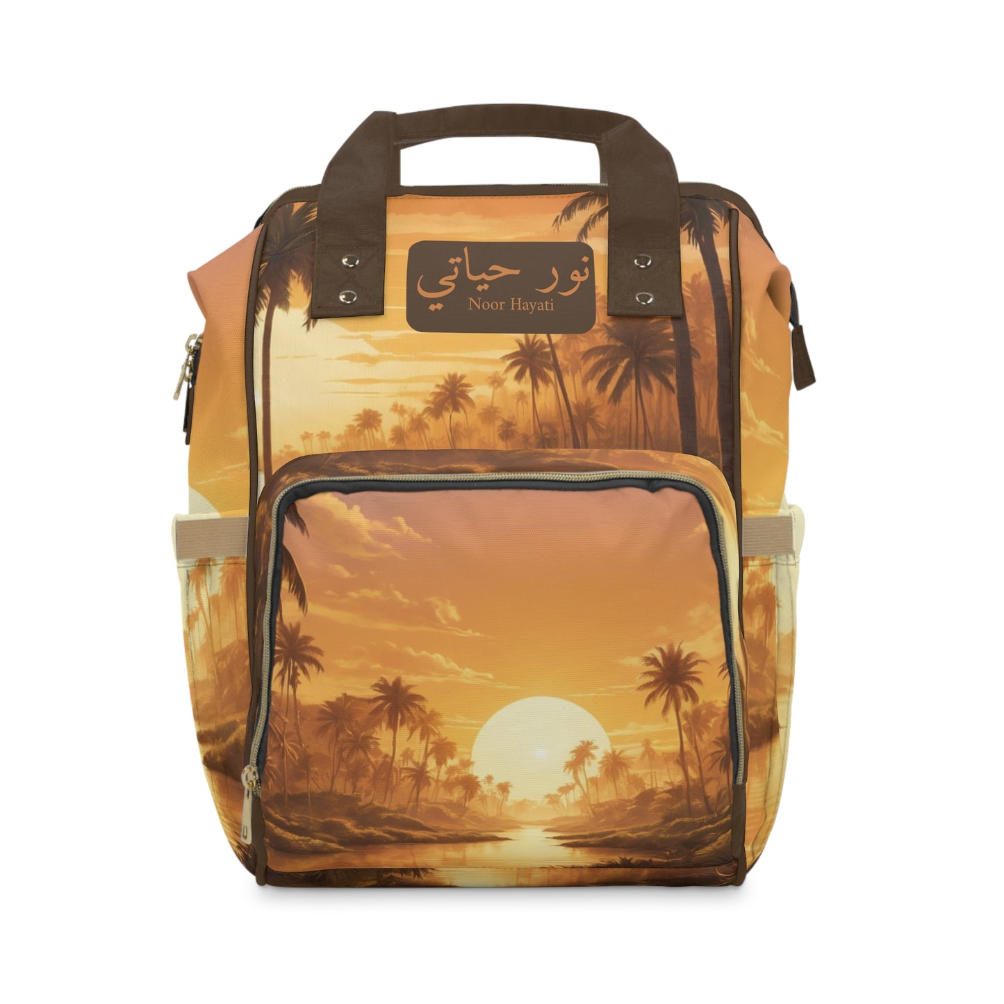 Boys Diaper Bag Personalized Arabic Baby Bag Noor Hayati My Light Sunset Palm Design