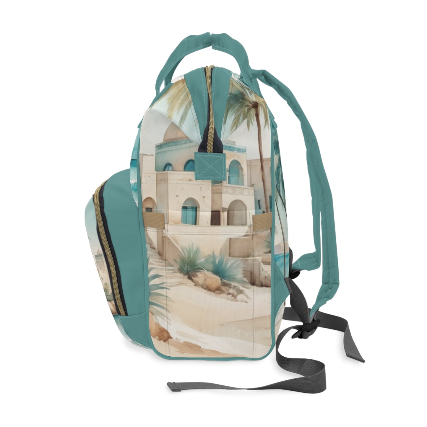 Boys Diaper Bag Personalized Arabic Baby Bag Fata Ahlami Boy of My Dreams Teal and Sand Oasis Design