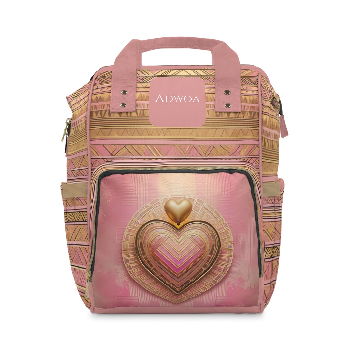 Girl Diaper Bag – Ghanaian Kente Heart Princess Edition