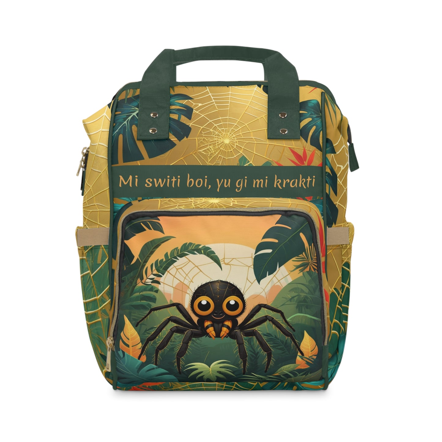 Boys Surinamese Backpack | Personalized Baby Boy Bag with Anansi Spider & Jungle Quote | Unique Cultural Baby Shower Gift