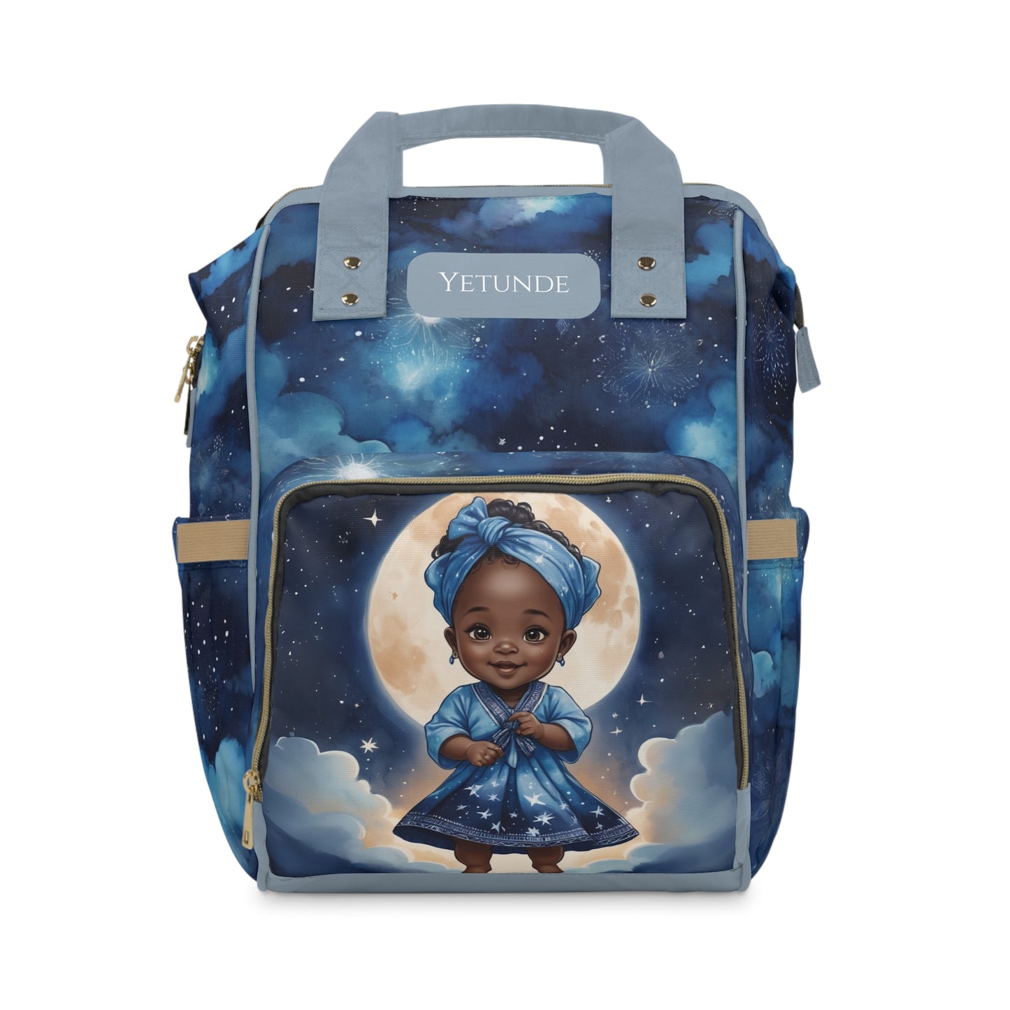 Girl Diaper Bag – Yoruba Moon Princess Edition | Personalized African Baby Backpack