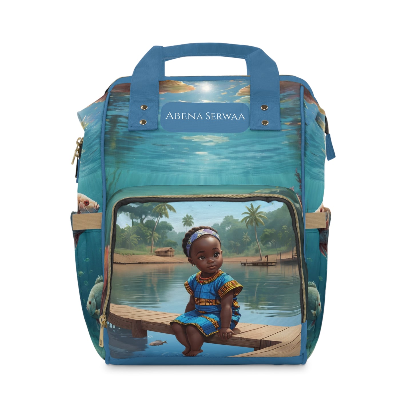Girl Diaper Bag – Ghanaian Kente Ocean Princess Edition