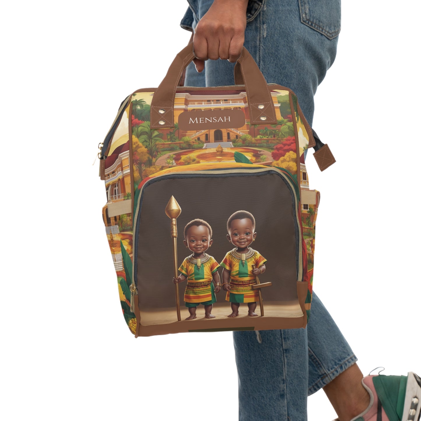Boys Ghanaian Kente – Twin Princes Diaper Bag (Mensah Edition)