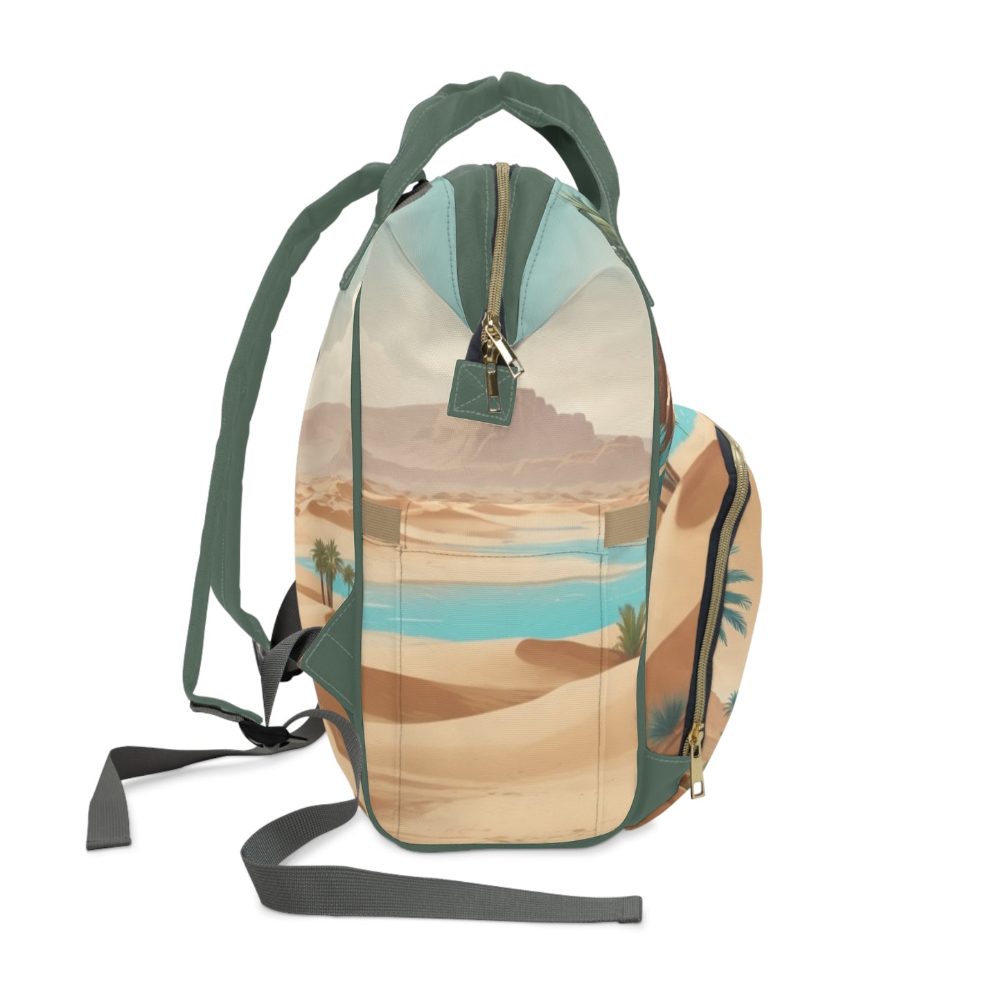 Boys Diaper Bag Personalized Arabic Baby Bag Kanzi My Treasure Desert Oasis Teal and Sand Design