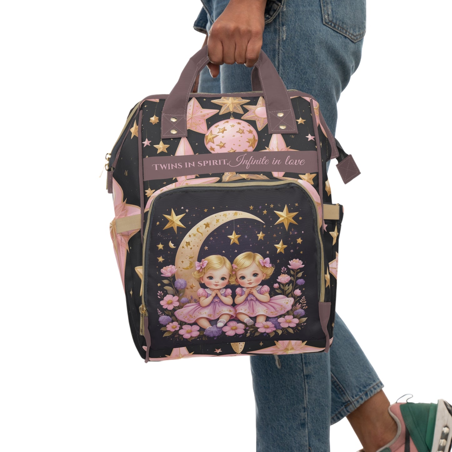 Girls Zodiac Backpack Gemini | Personalized Baby Girl Bag with Twins & Zodiac Quote | Unique Astrology Baby Shower Gift